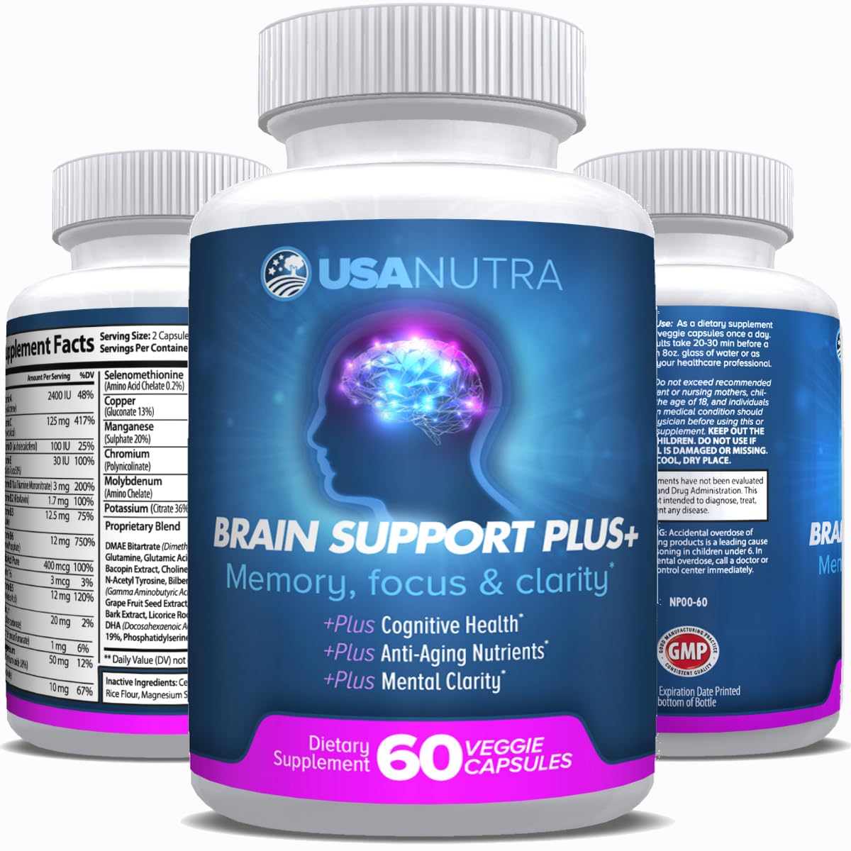 USANUTRA Brain Support Plus Capsules, 60 Count