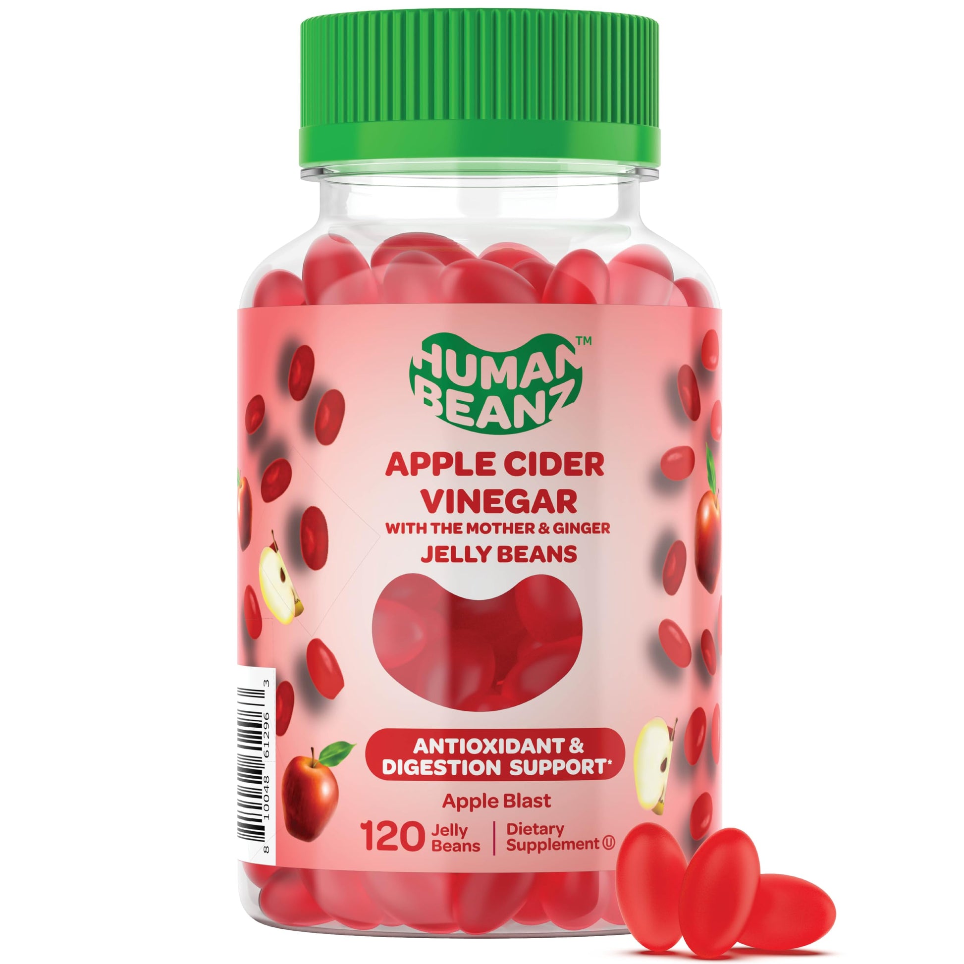 Human Beanz Apple Cider Vinegar Gummies with the Mother and Ginger, 120 Gummies