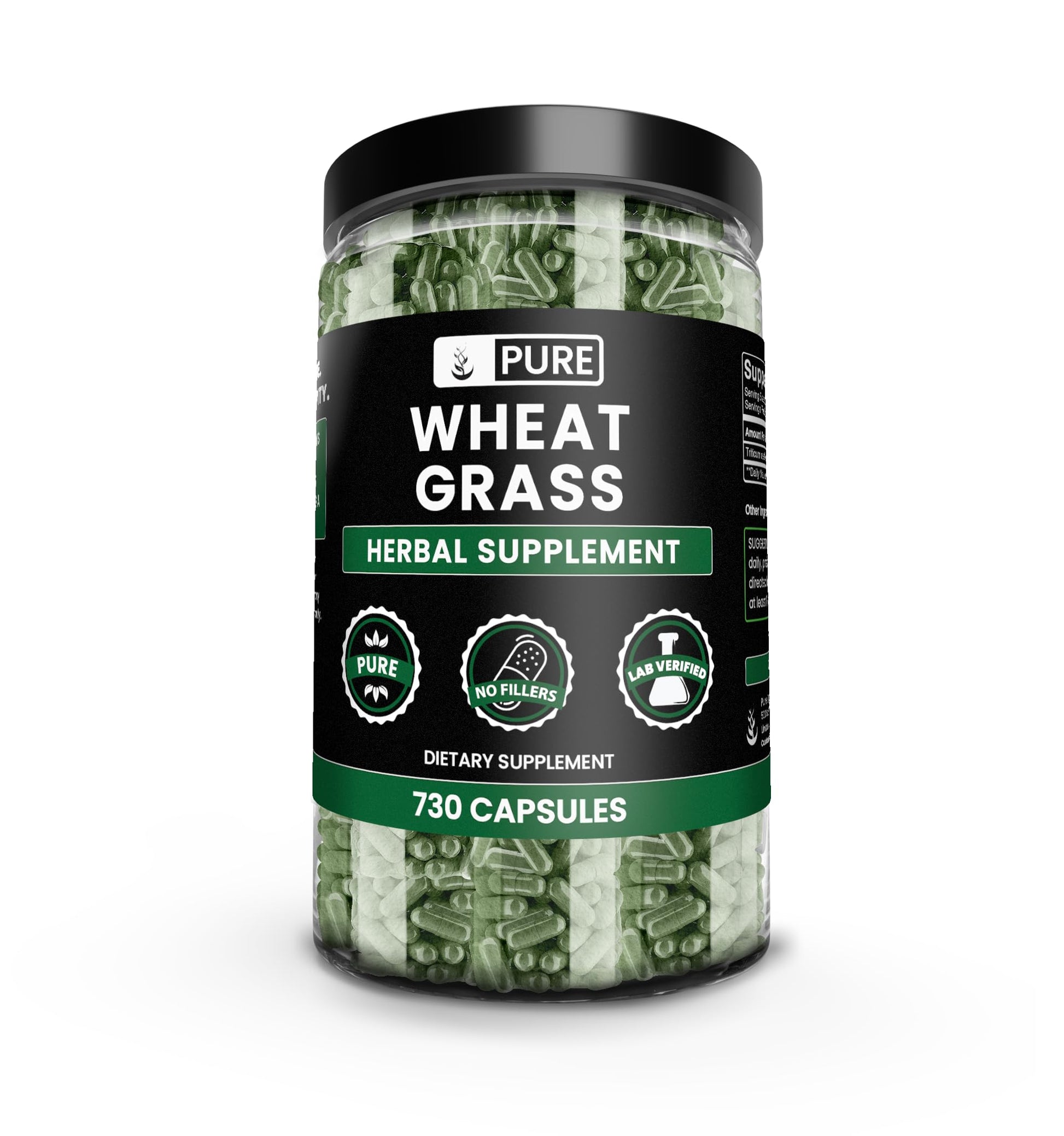 Pure Original Ingredients Wheat Grass Capsules 730 Count