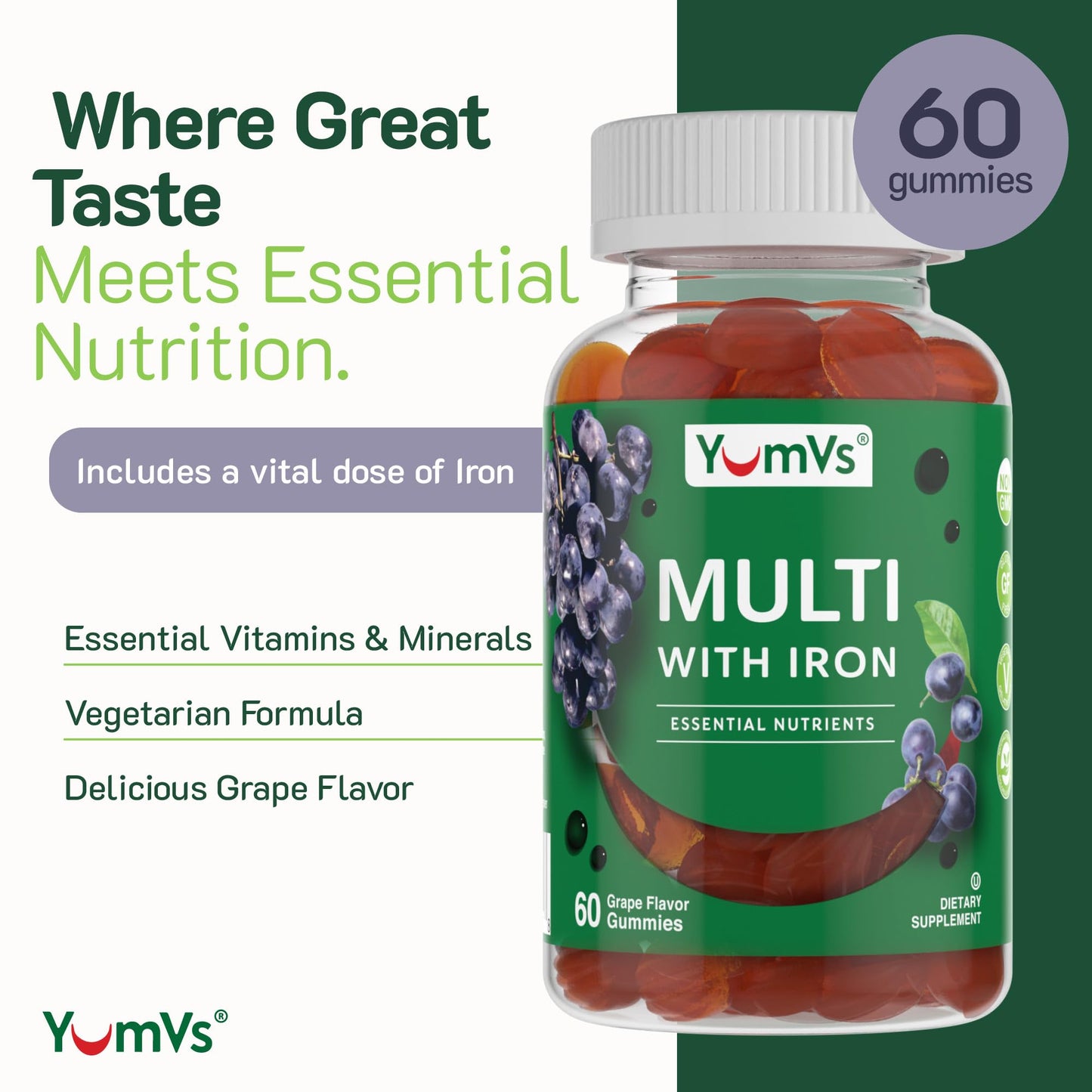 YUM-V'S Iron Gummies Gummy, 60 Count