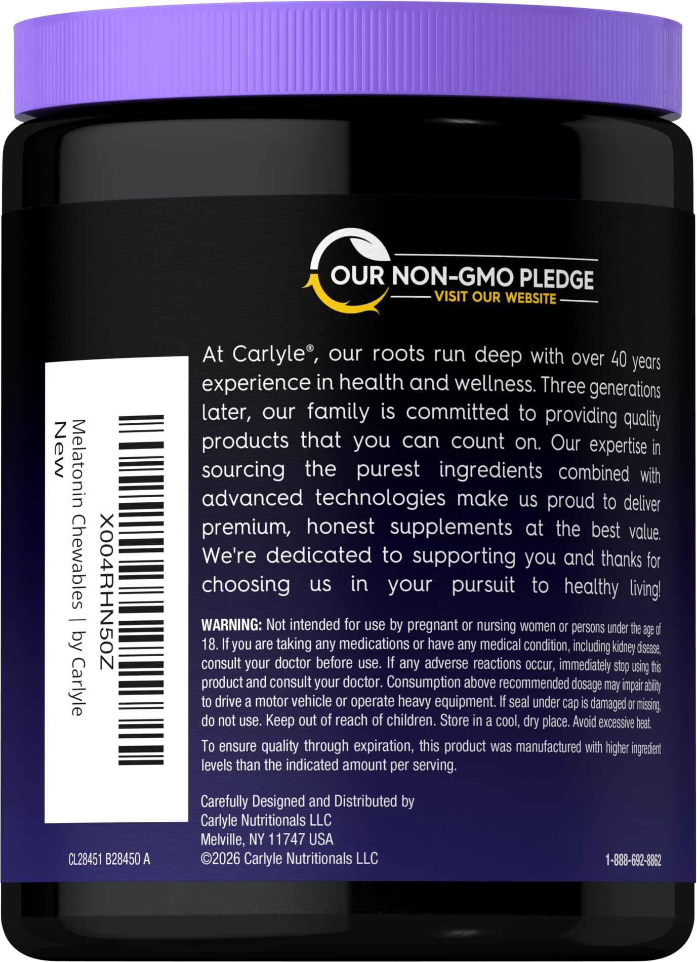 Carlyle Melatonin 12mg Soft Chews, 60 Count