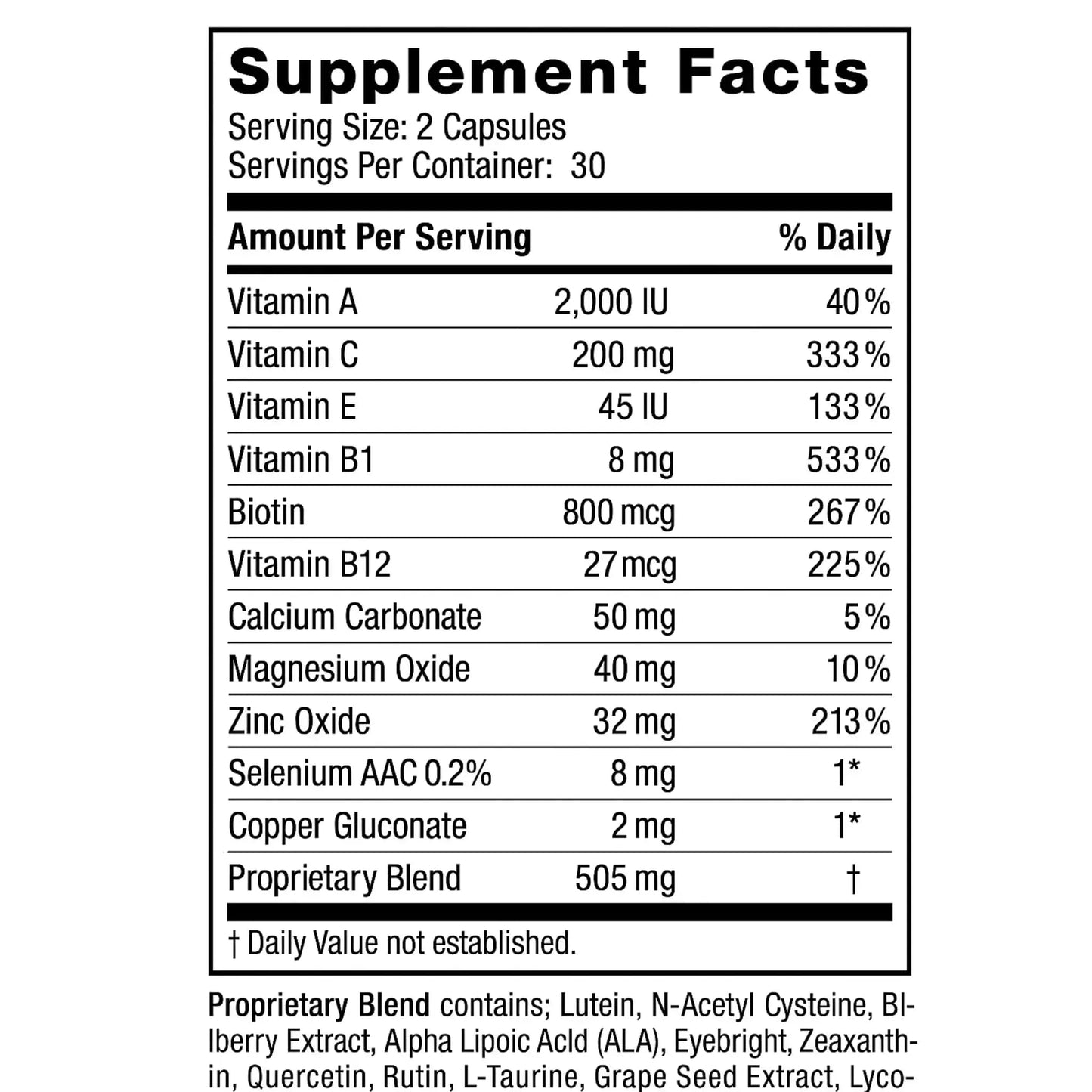 Manteniendo Tu Salud Vision Health Eye Support 60 Capsules