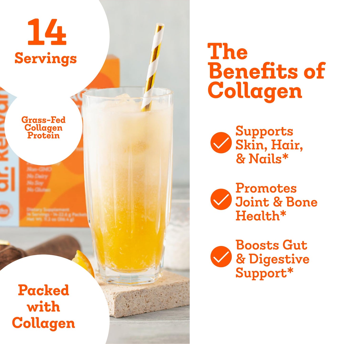 Dr. Kellyann Collagen Cooler Orange Creamsicle Powder 11.2 oz