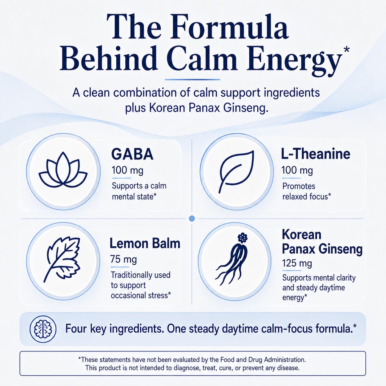 Stellar Secret Relaxing Calm Energy Capsules, GABA, Korean Panax Ginseng, L-Theanine & Lemon Balm, Daytime Calm Focus & Stress Support, 60 Capsules