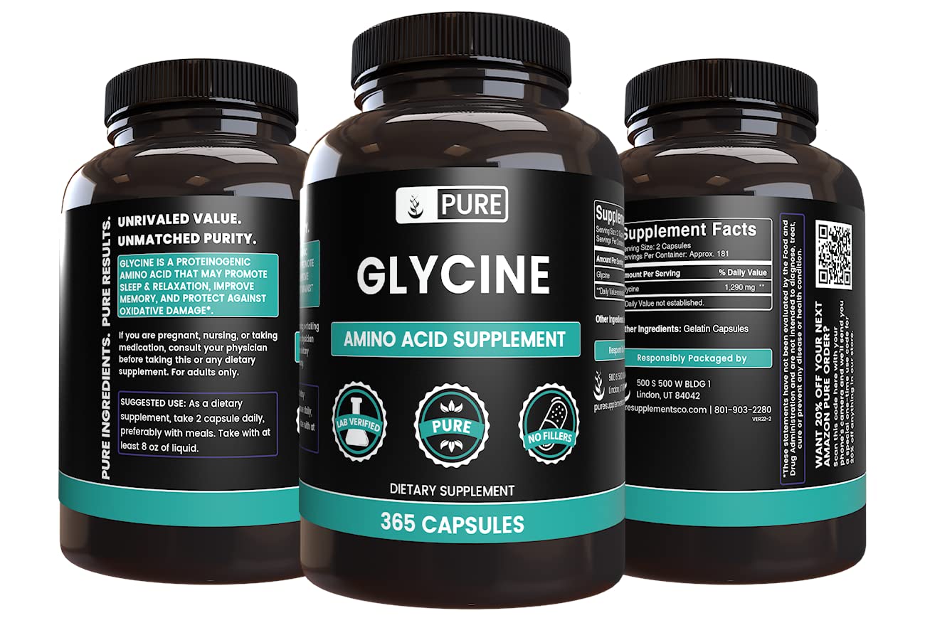 PURE ORIGINAL INGREDIENTS Glycine Capsules 365