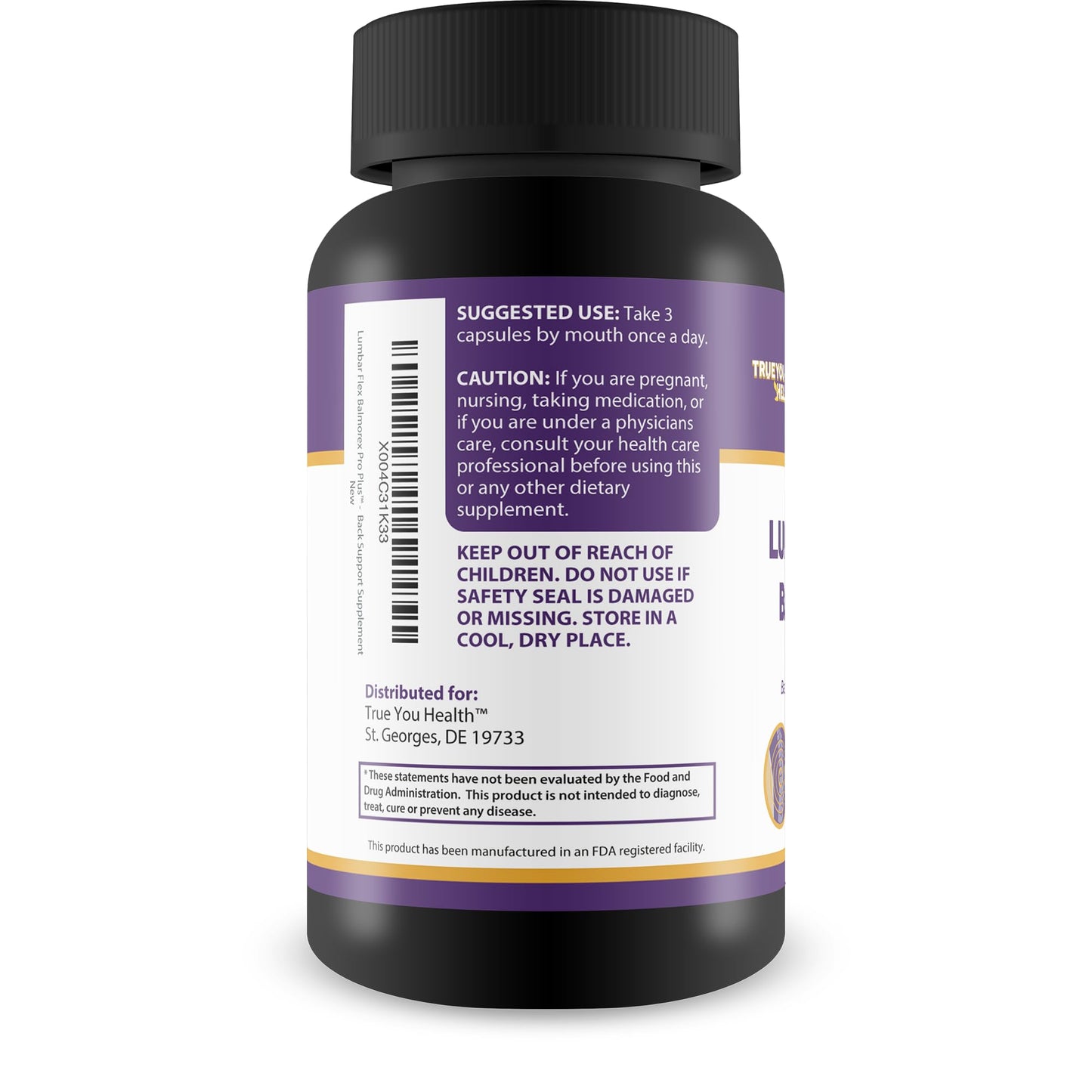 True You Health Lumbar Flex Balmorex Pro Plus Back Supplement Capsule 90 Count