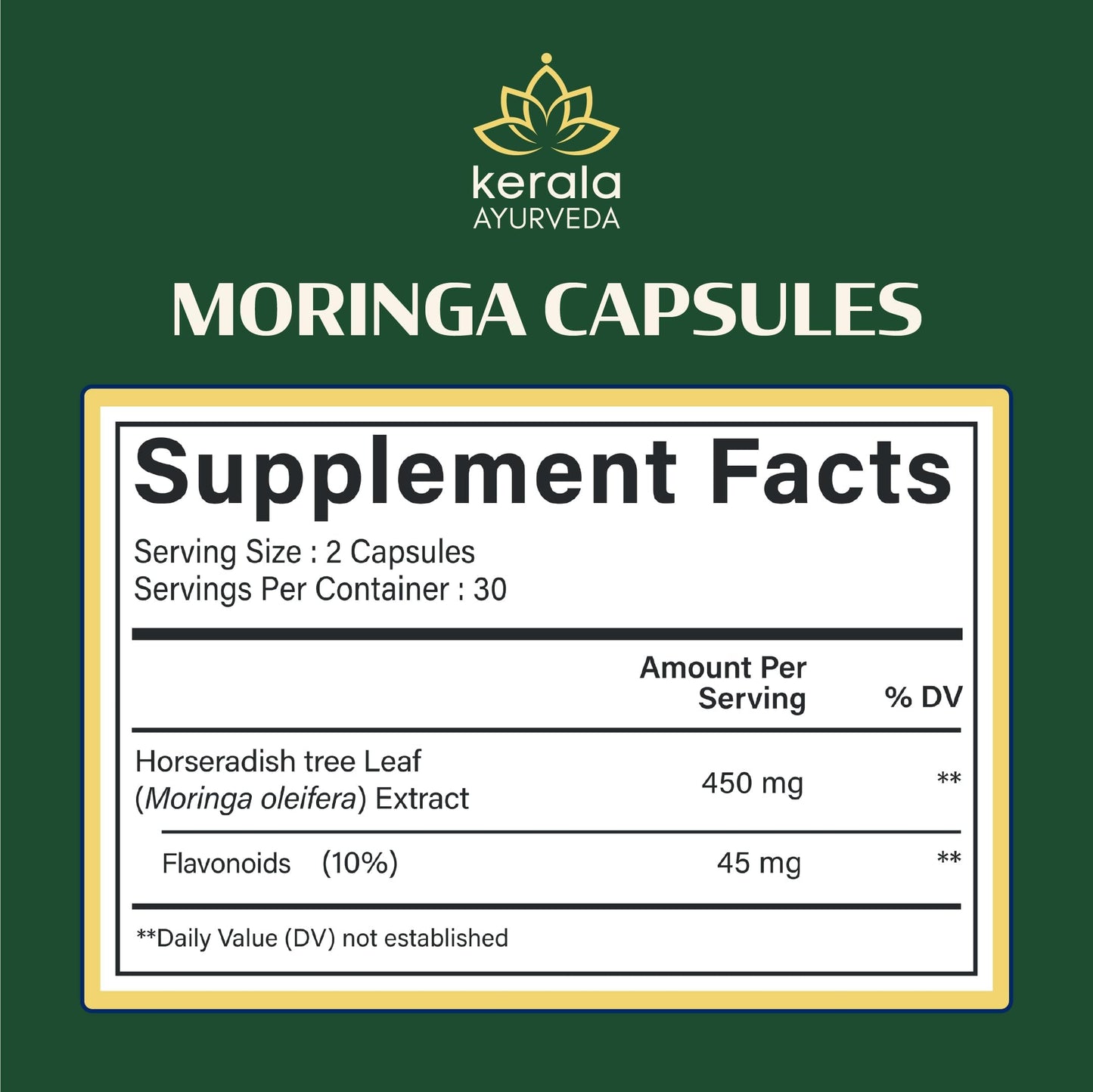 Kerala Ayurveda Moringa 450 mg Leaf Extract, 60 Veg Capsules