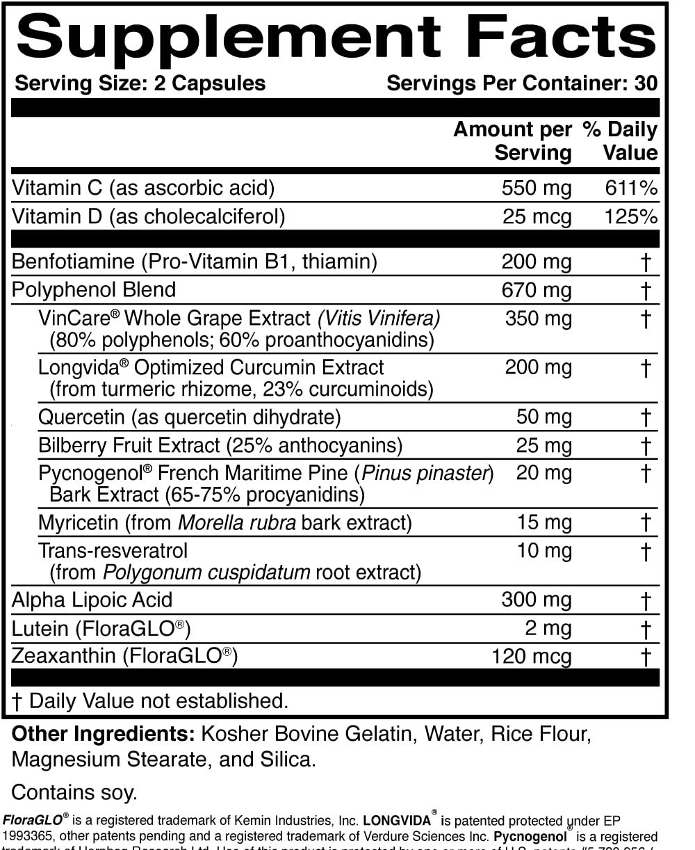DiaVis Retinal & Nerve Health Supplement with Benfotiamine, Curcumin, Resveratrol & Grape Extract Softgels 120