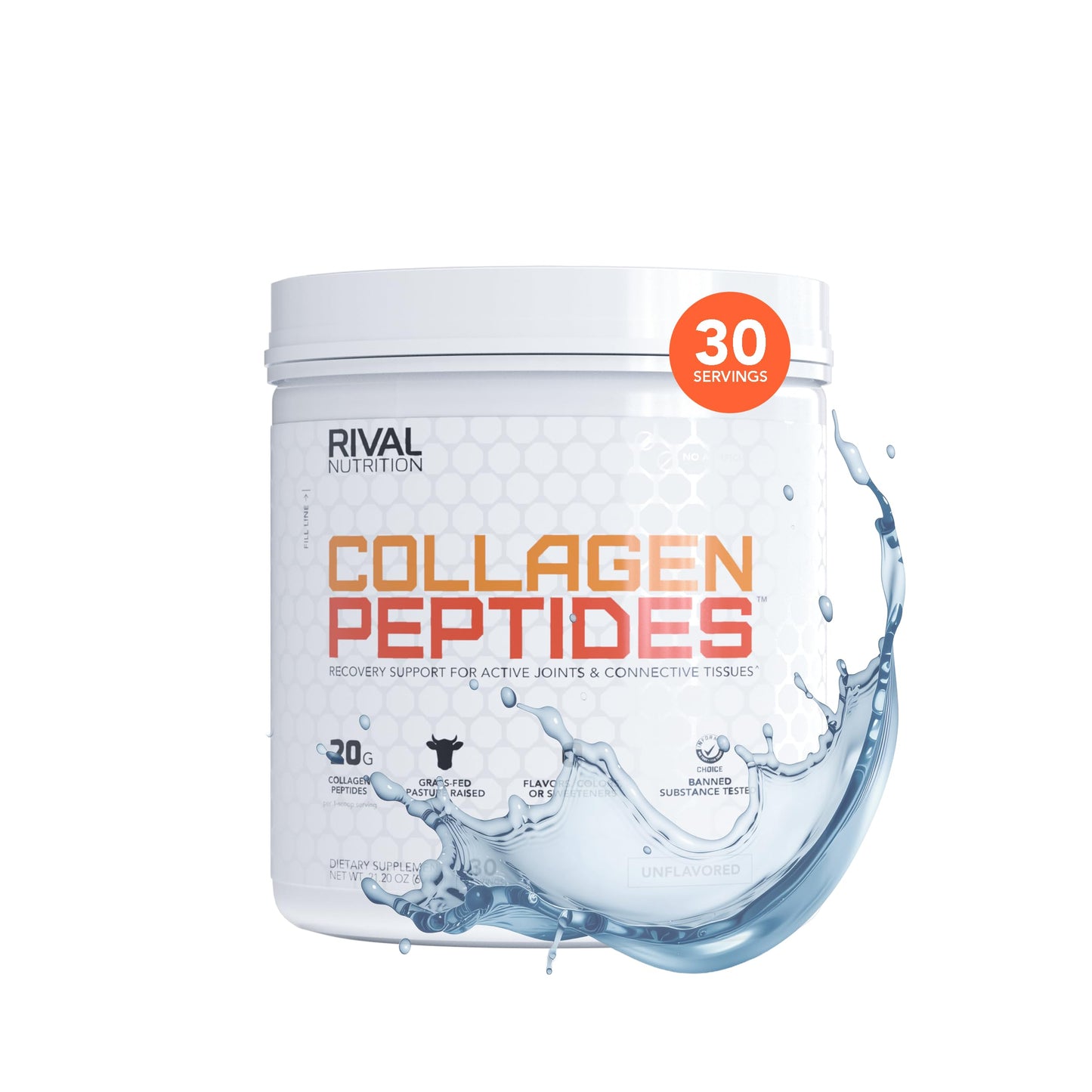 RIVAL NUTRITION Collagen Peptides I Unflavored Powder, 21.2 oz, 30 Servings