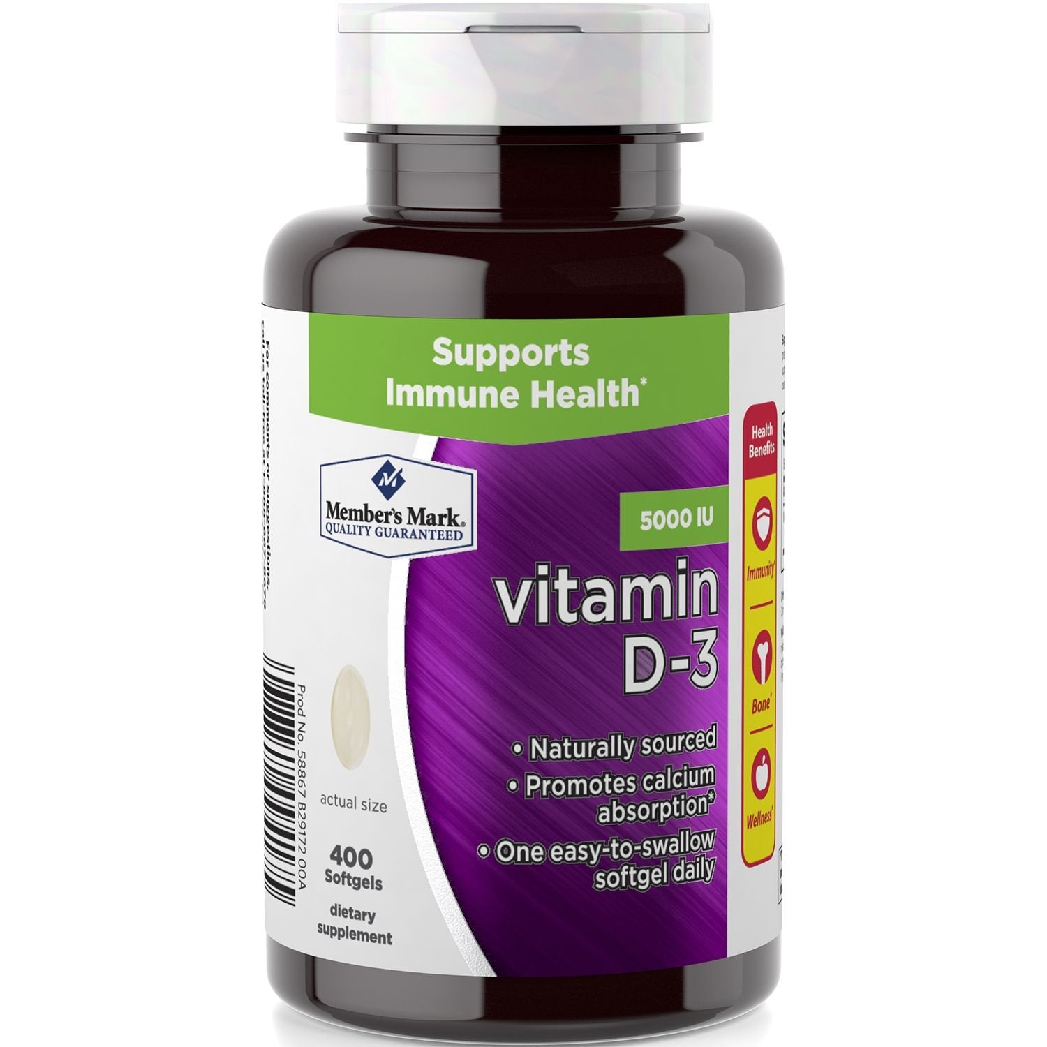 Member's Mark Vitamin D-3 5000 IU Dietary Supplement Softgels 400