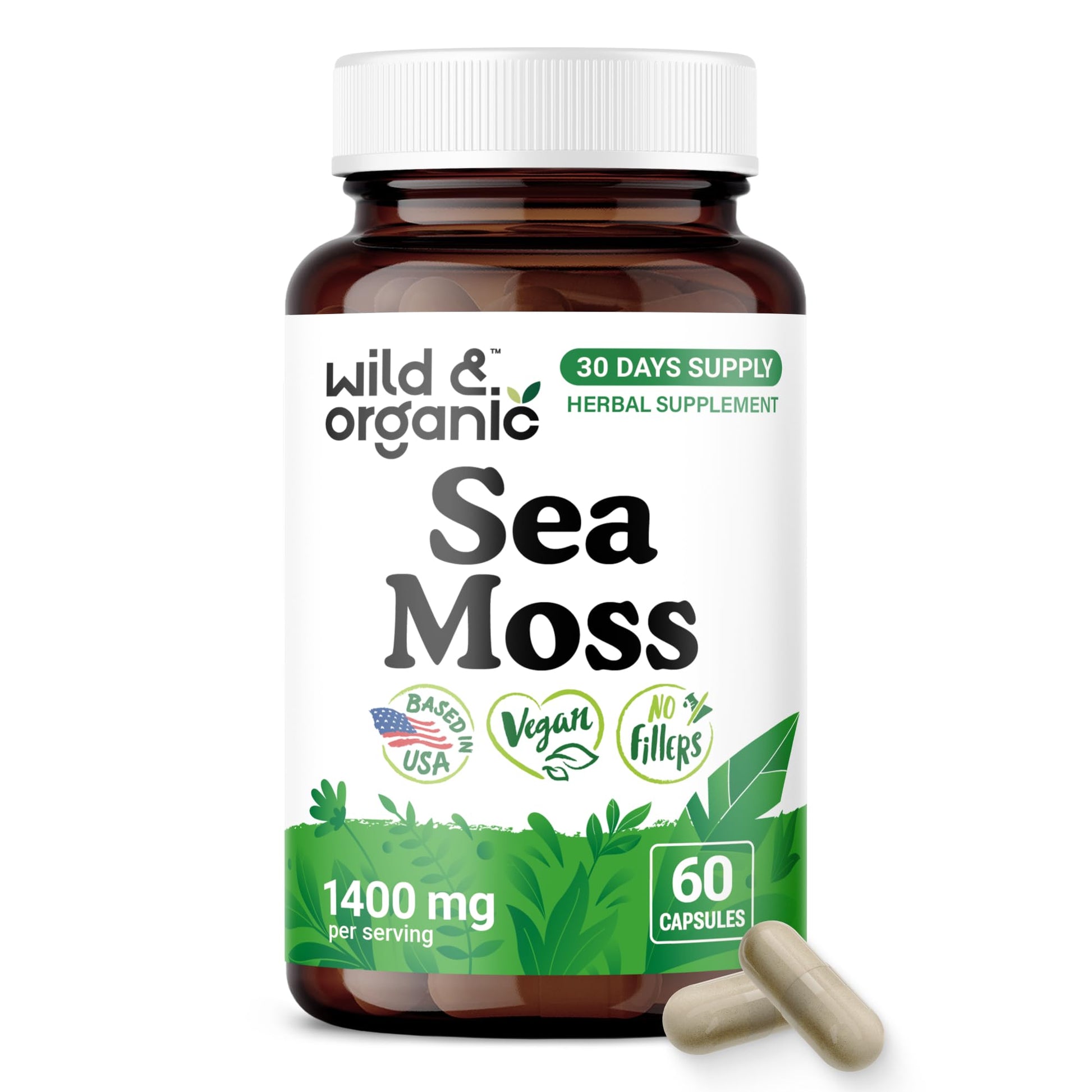 Wild & Organic Sea Moss Capsules - Capsule, 60 Count