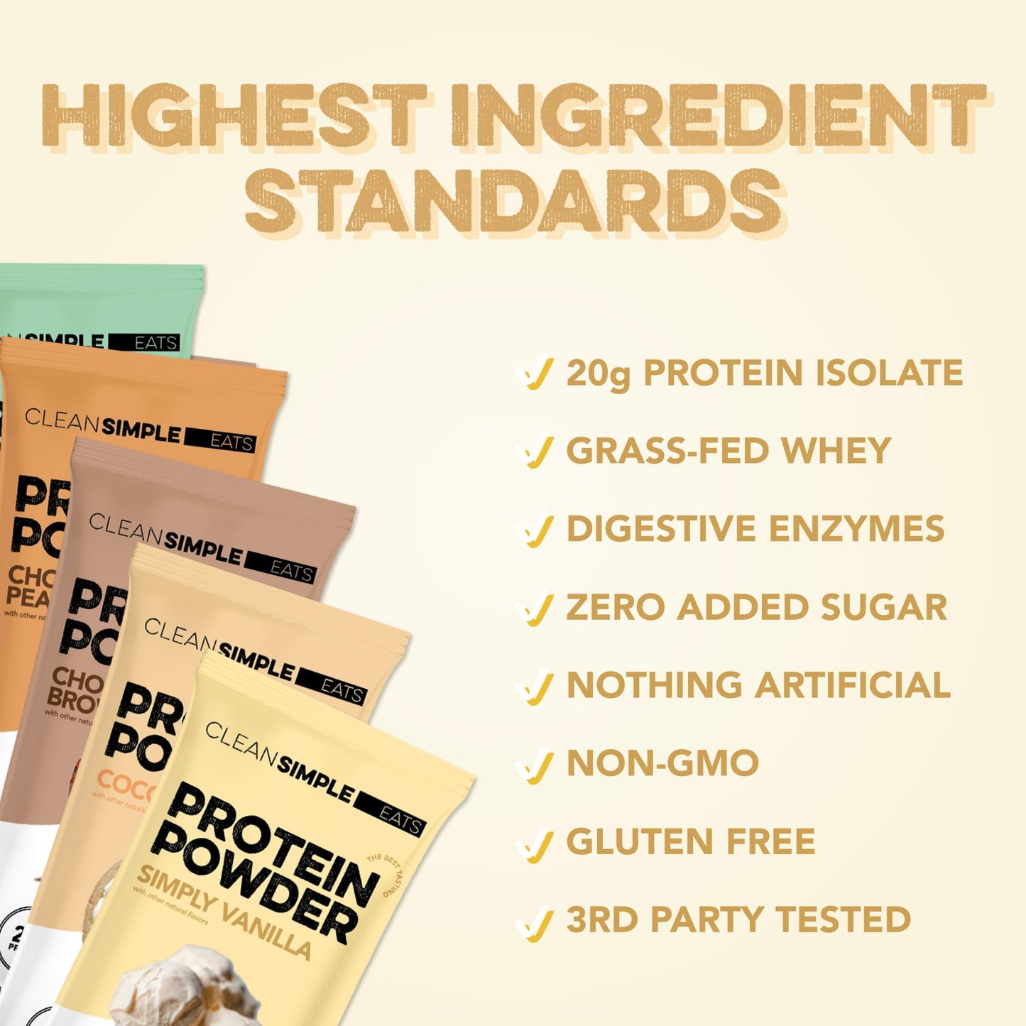 Clean Simple Eats Whey Isolate Protein Powder, Pack of 10 Single-Serve Packs