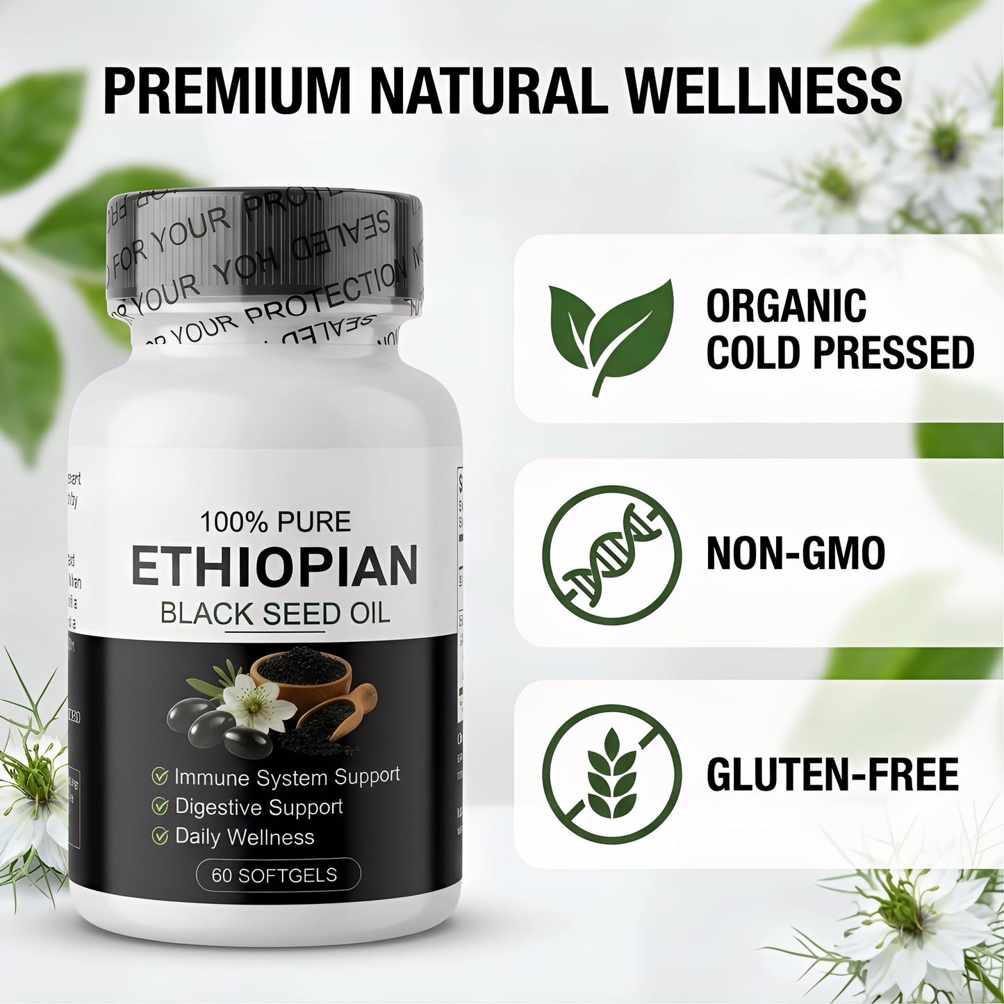 YATIME Ethiopian Black Seed Oil Softgels 60 Count