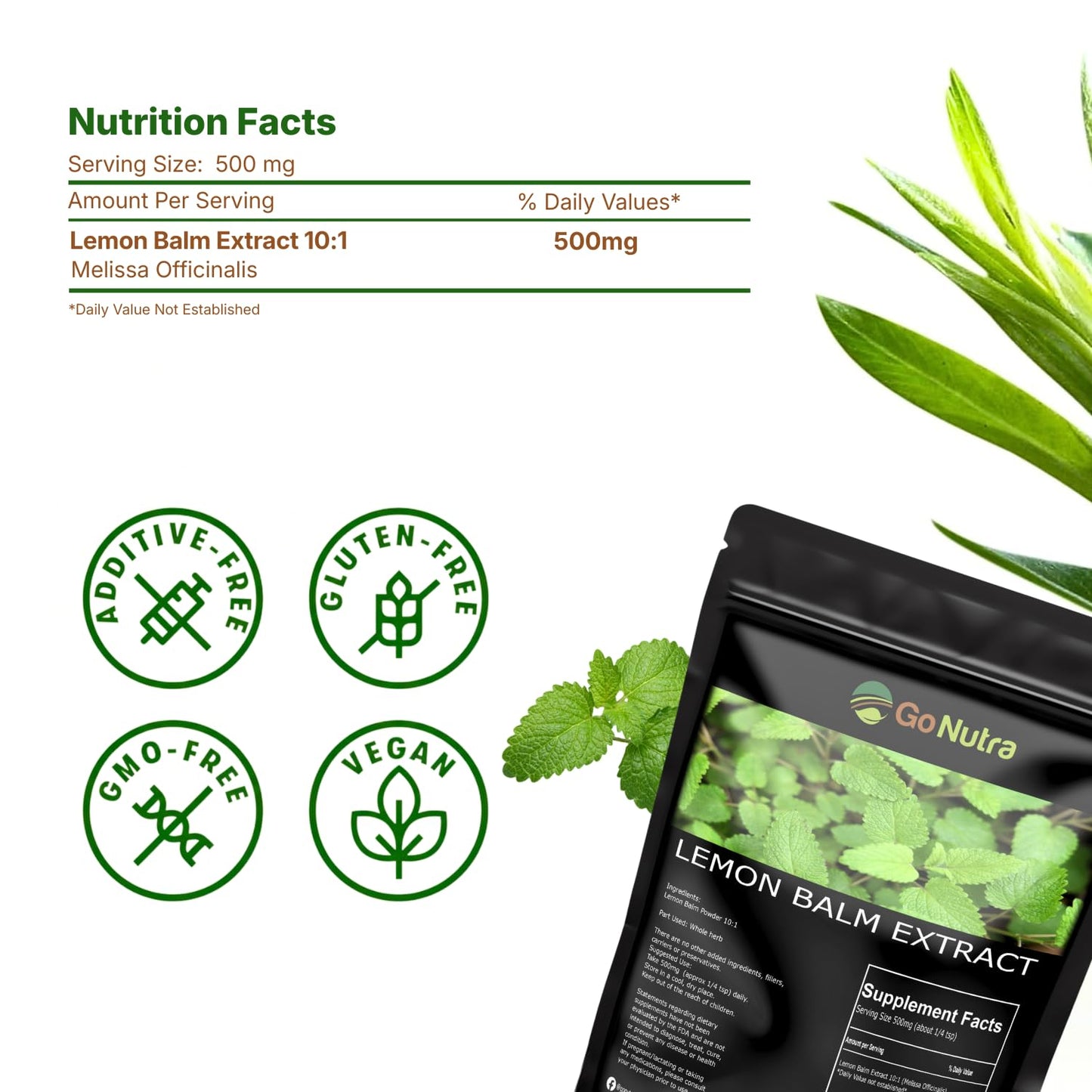 Go Nutra Lemon Balm Extract Powder 8 Ounce