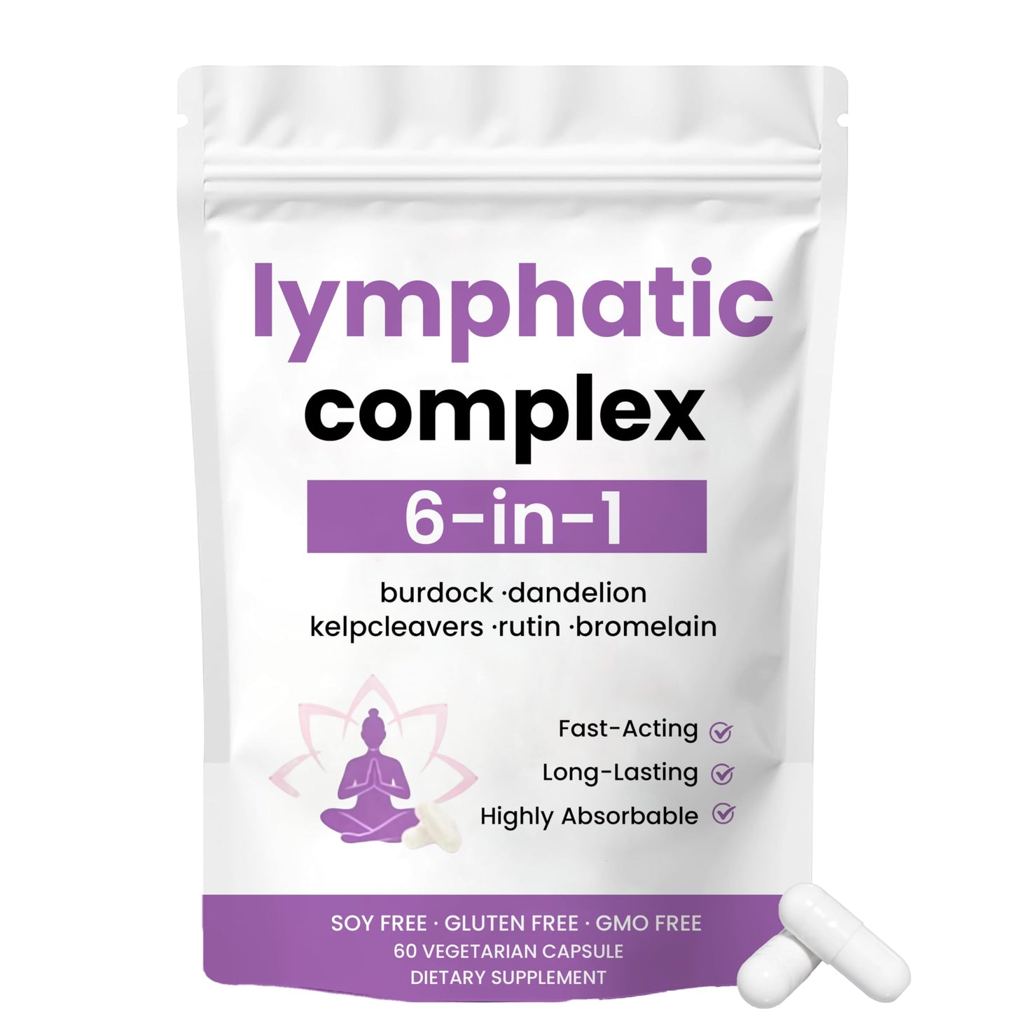 xsaucy Lymphatic Complex 6 in 1 Capsules, 60 Count