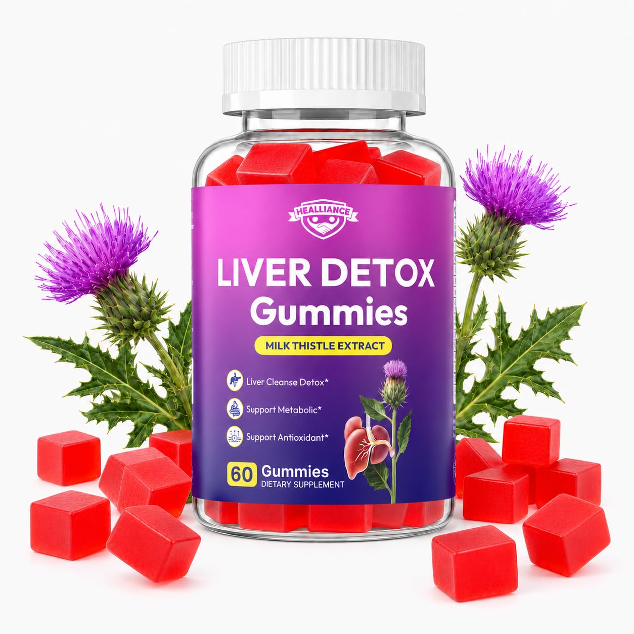 Healliance Liver Cleanse Detox & Repair Gummies, 60 Count