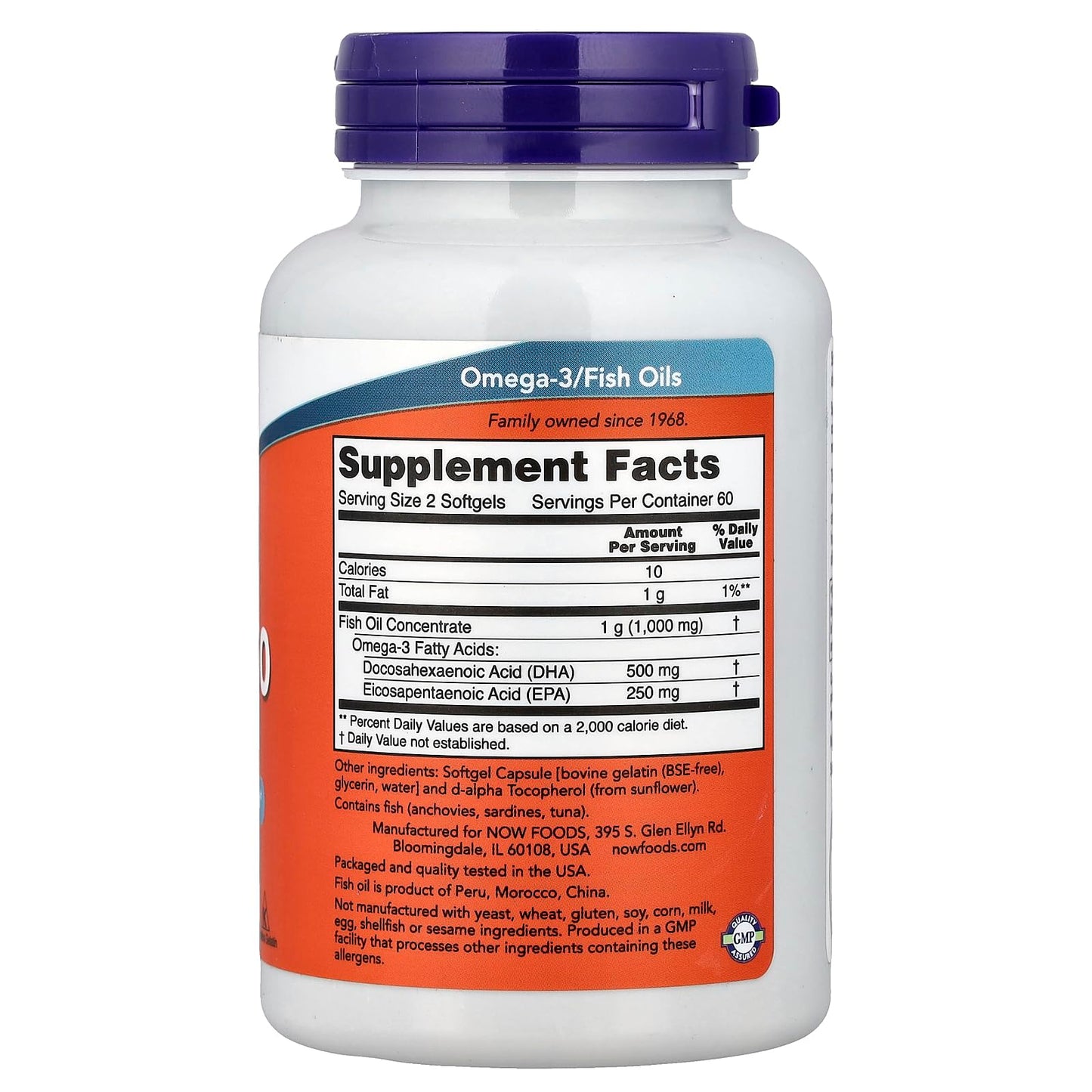 NOW Foods DHA-250 Fish Oil Softgels, 120 Softgels