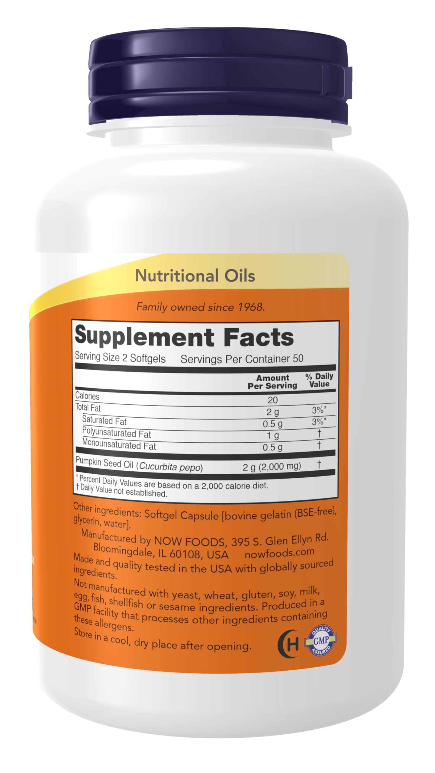 NOW Foods Pumpkin Seed Oil 1000 mg with Essential Fatty Acids and Phytosterols, Cold Pressed Softgels, 100 Count