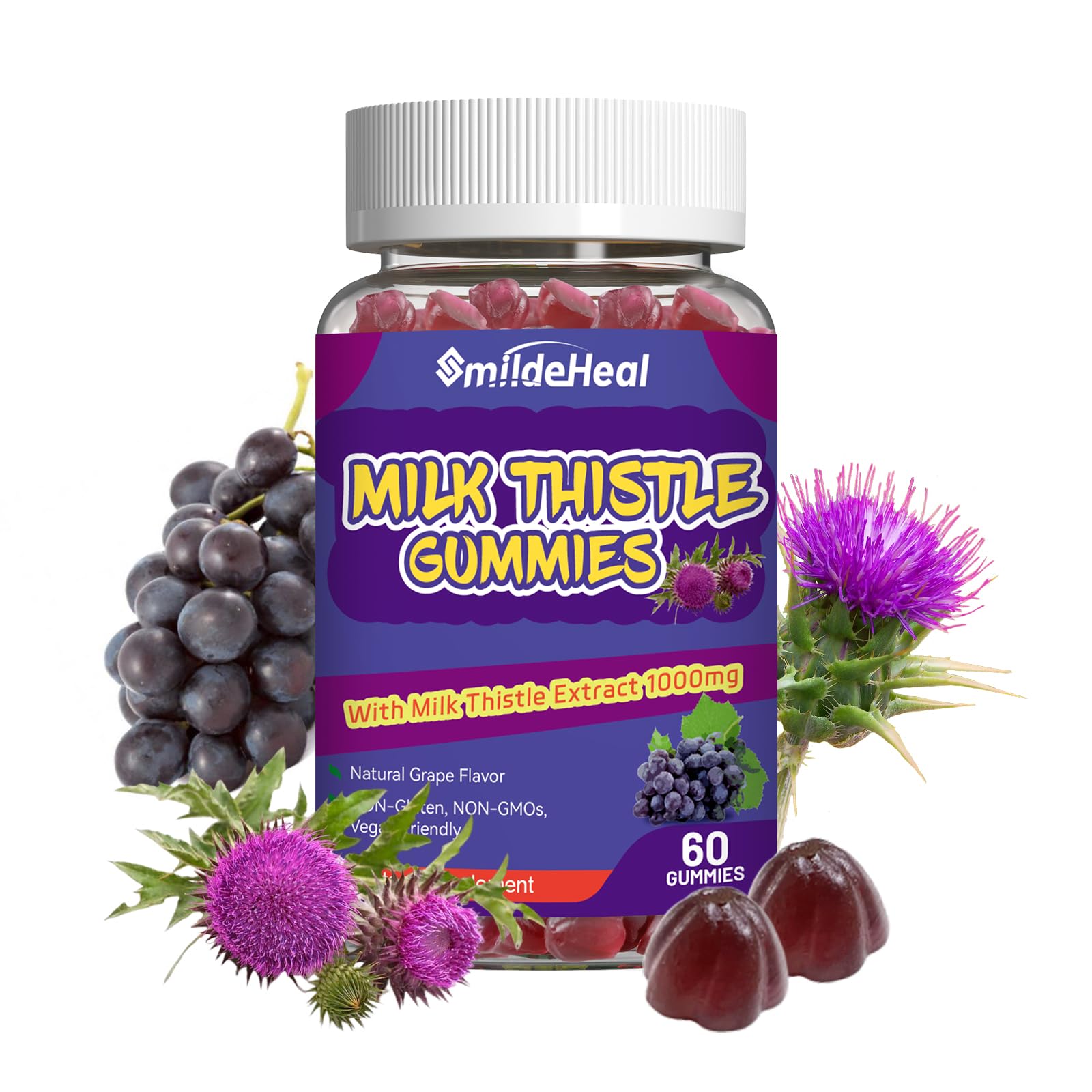 SmildeHeal Milk Thistle Gummies 60 Count