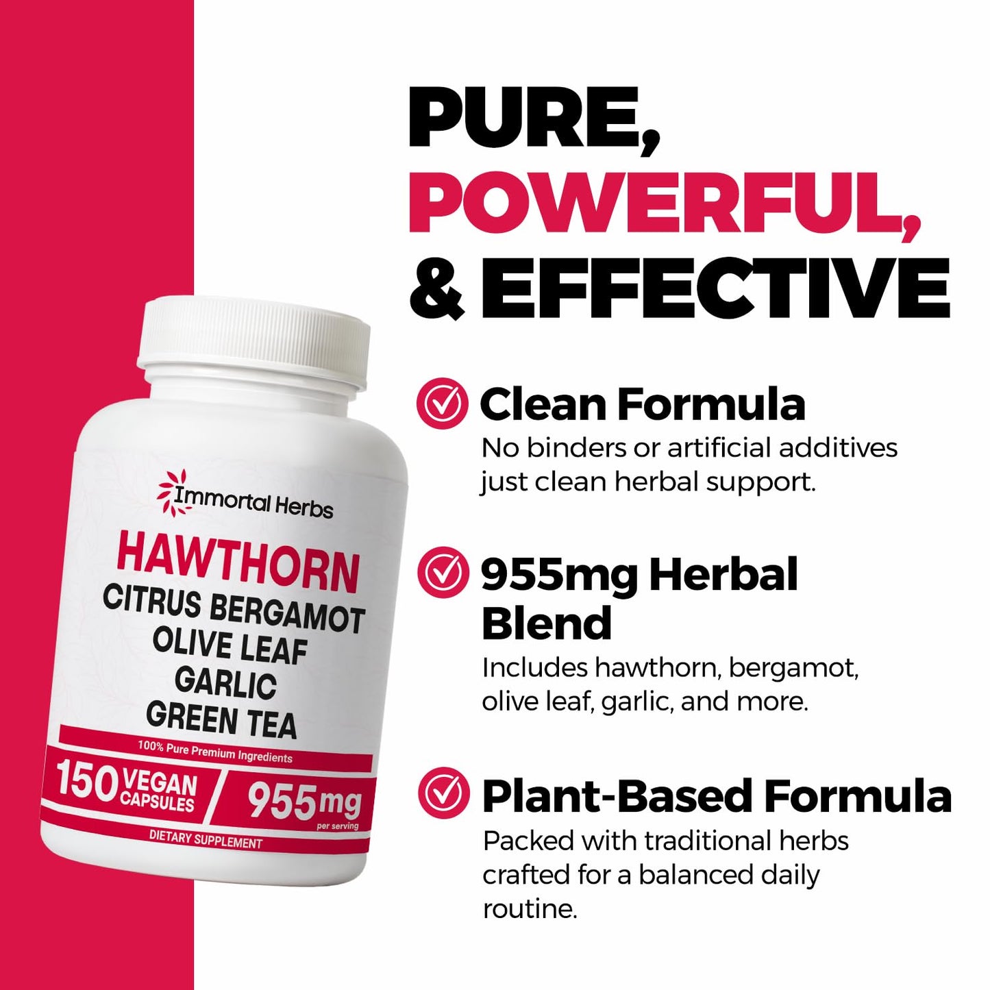 Immortal Herbs Hawthorn Berry Capsules, 150 Capsules