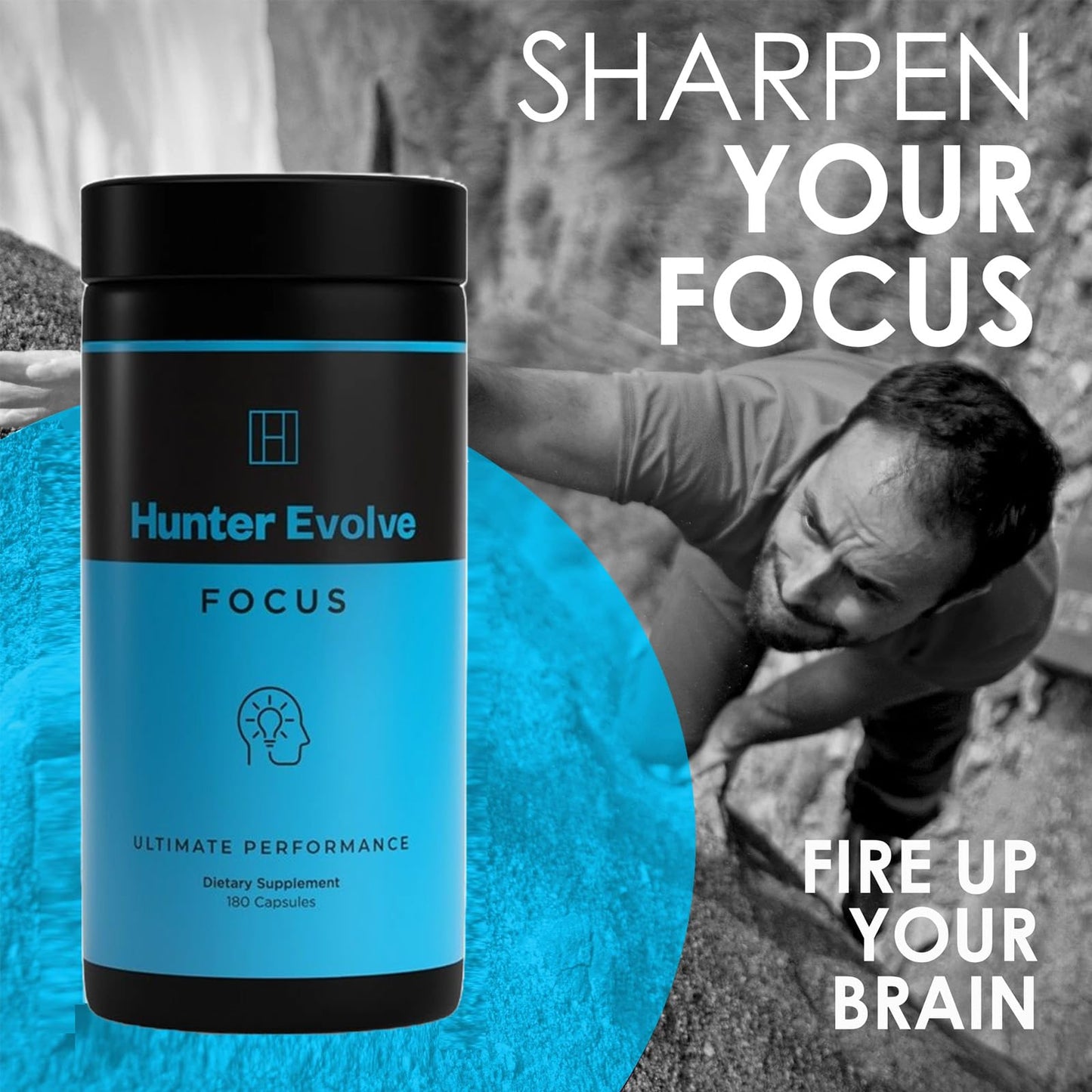 ROAR AMBITION Genuine Hunter Focus Premium Nootropic Brain Supplement for Memory and Focus 180 Capsules