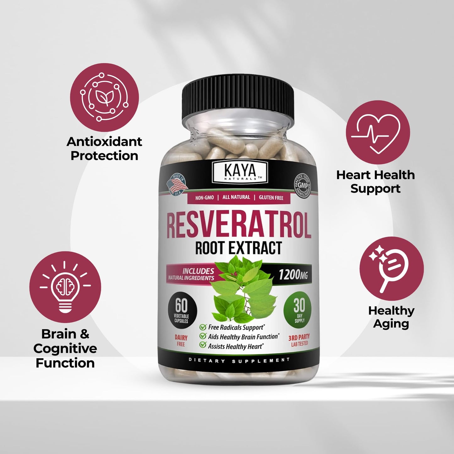 Kaya Naturals Resveratrol Capsules 60 Count