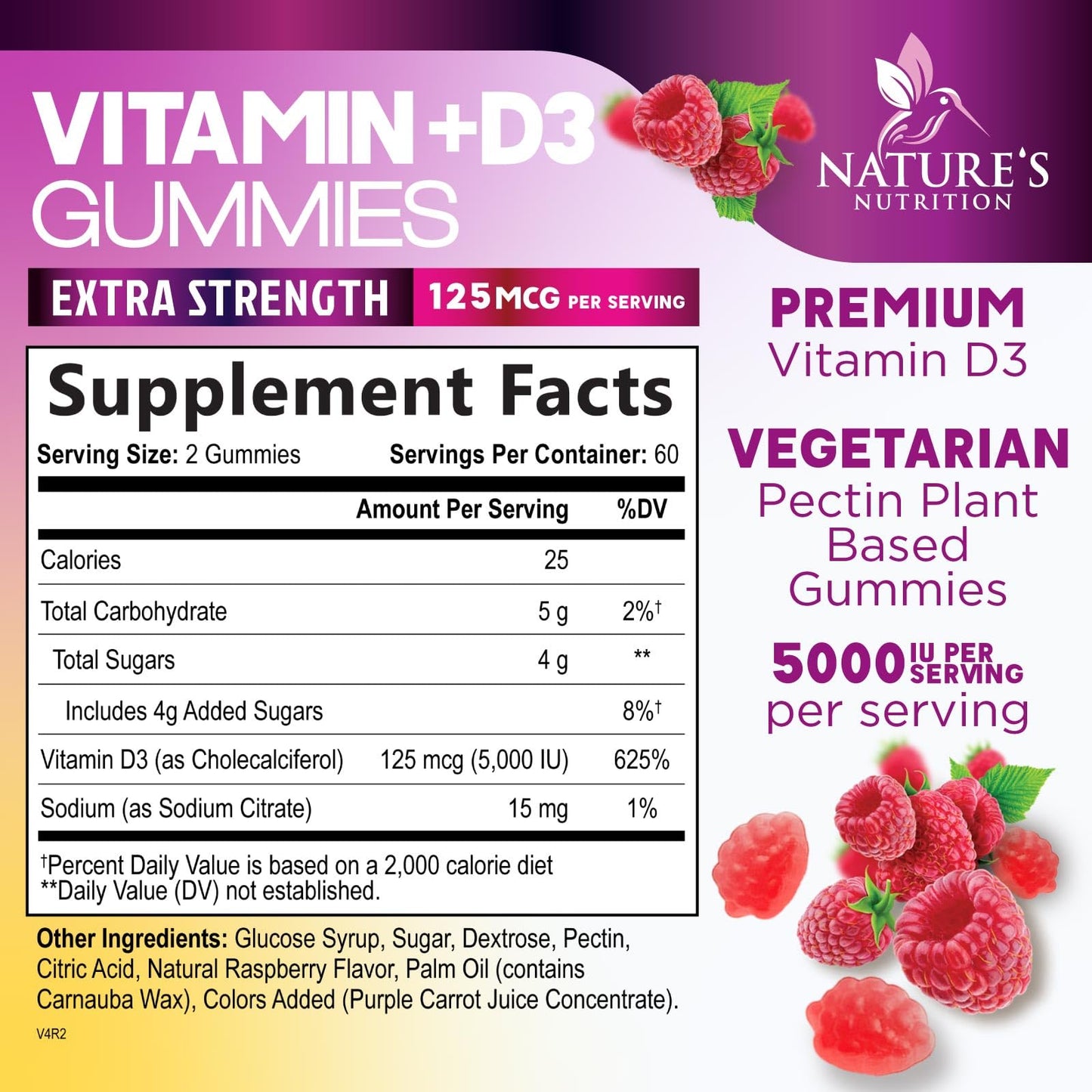 Nature's Nutrition Vitamin D3 Gummies 120 Gummies
