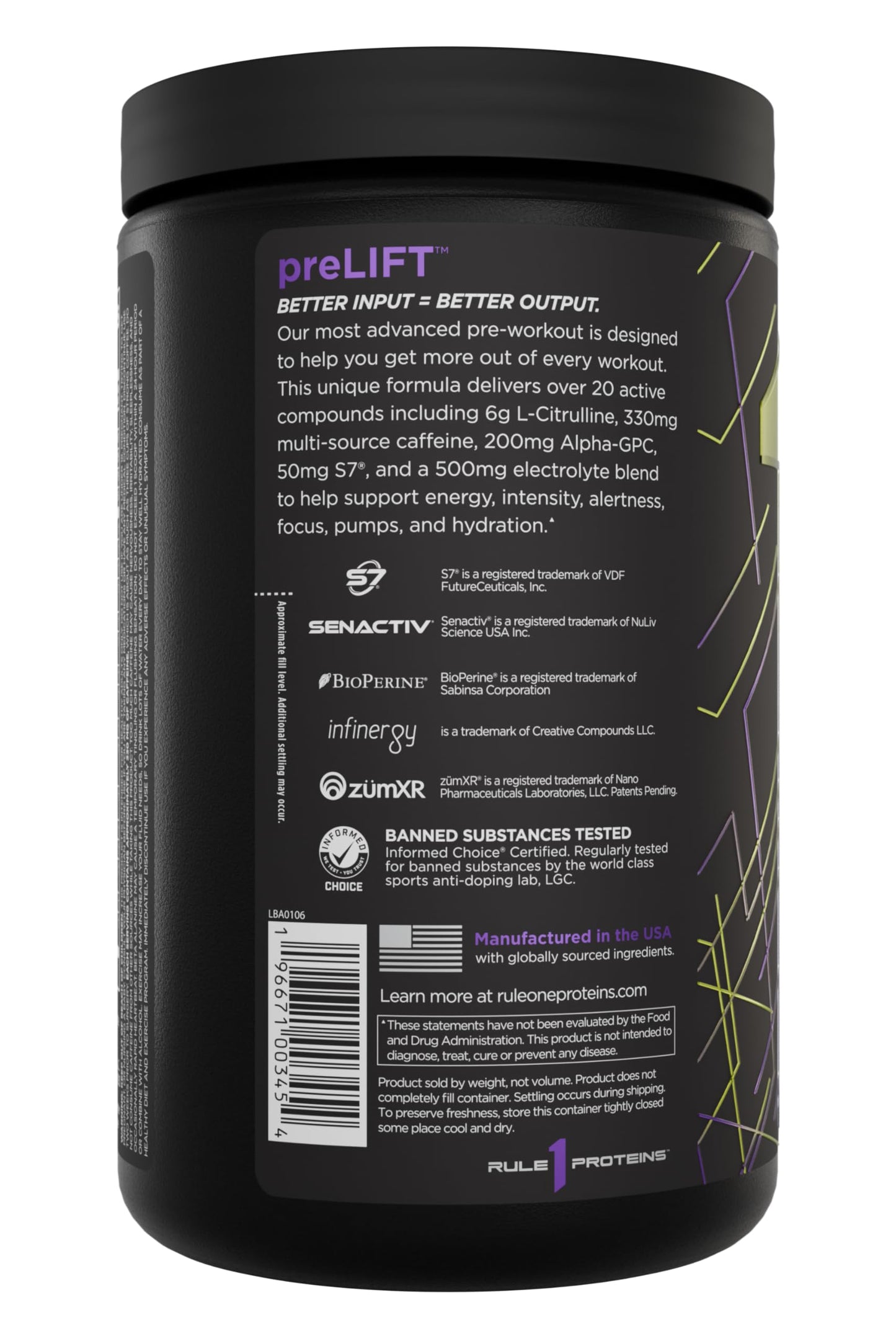Rule 1 Proteins preLIFT Pre-Workout Powder 15 Ounce