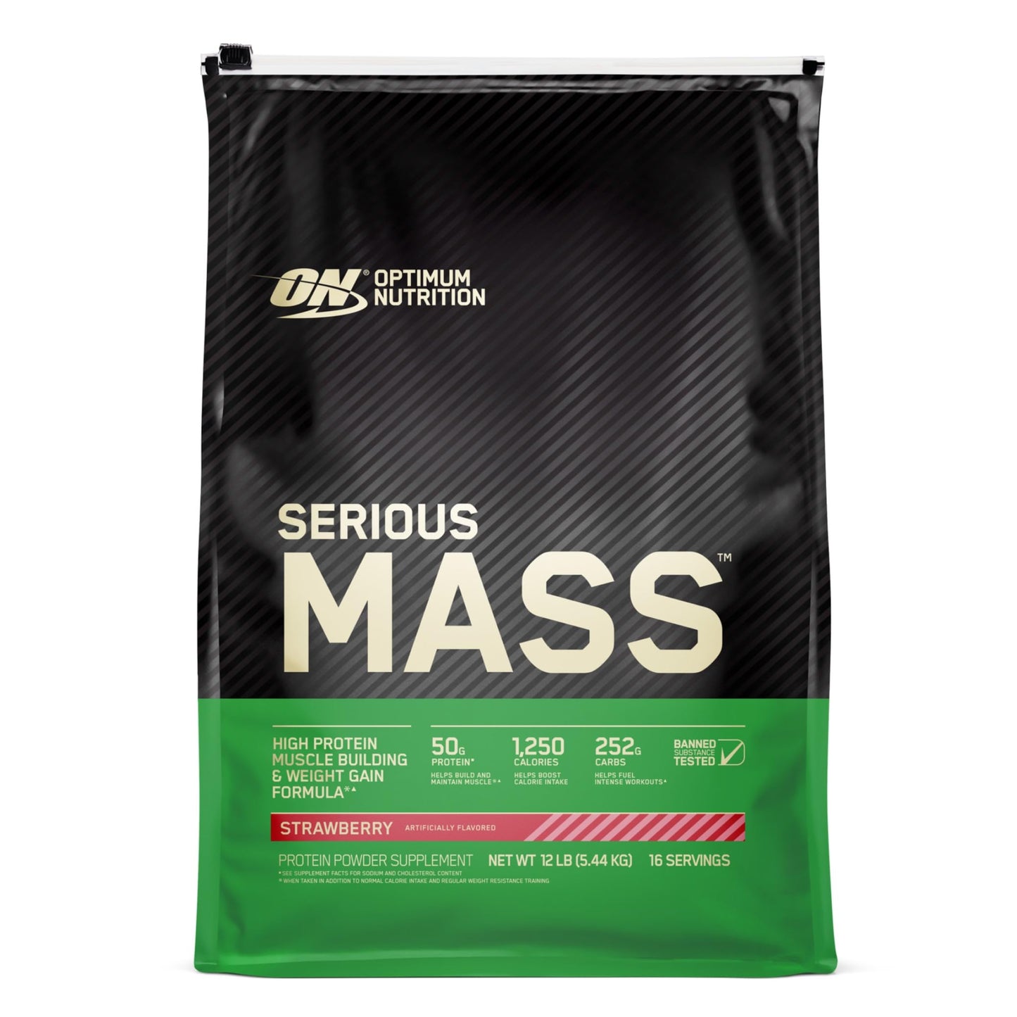 Optimum Nutrition Serious Mass Strawberry Weight Gain Protein Powder, 192 Servings