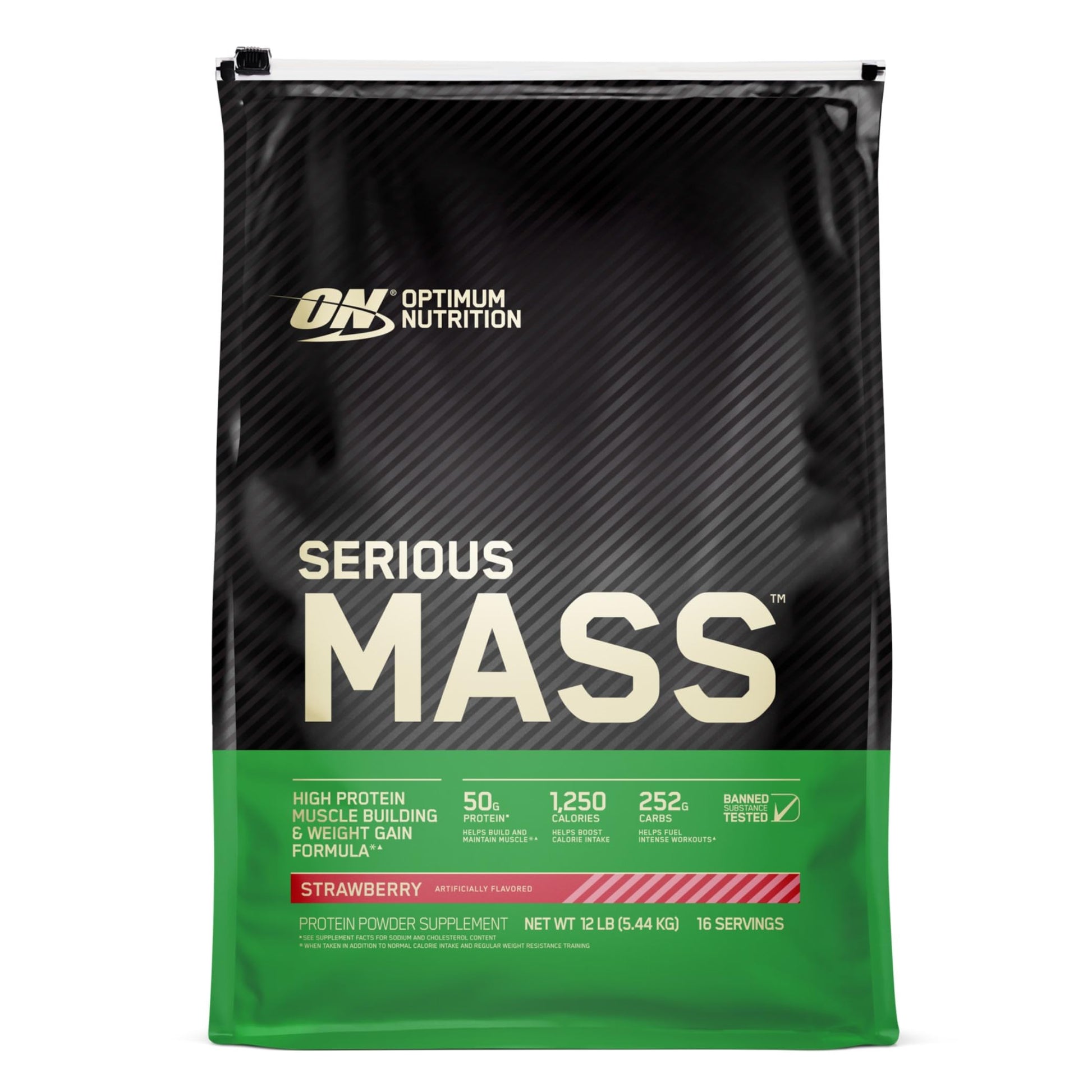 Optimum Nutrition Serious Mass Strawberry Weight Gain Protein Powder, 192 Servings