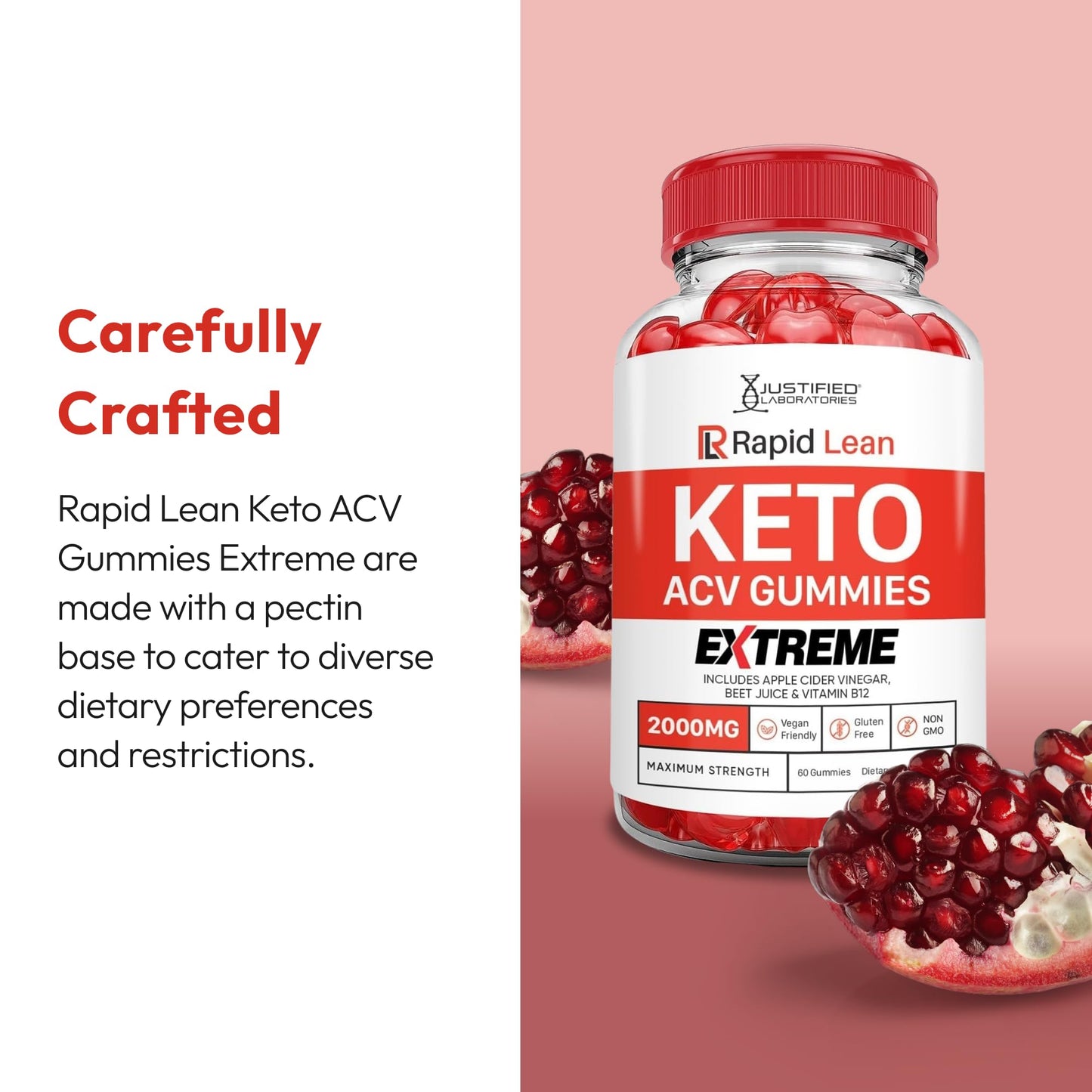 Justified Laboratories Rapid Lean Keto ACV Gummies Extreme (2000 mg) - 180 Gummies