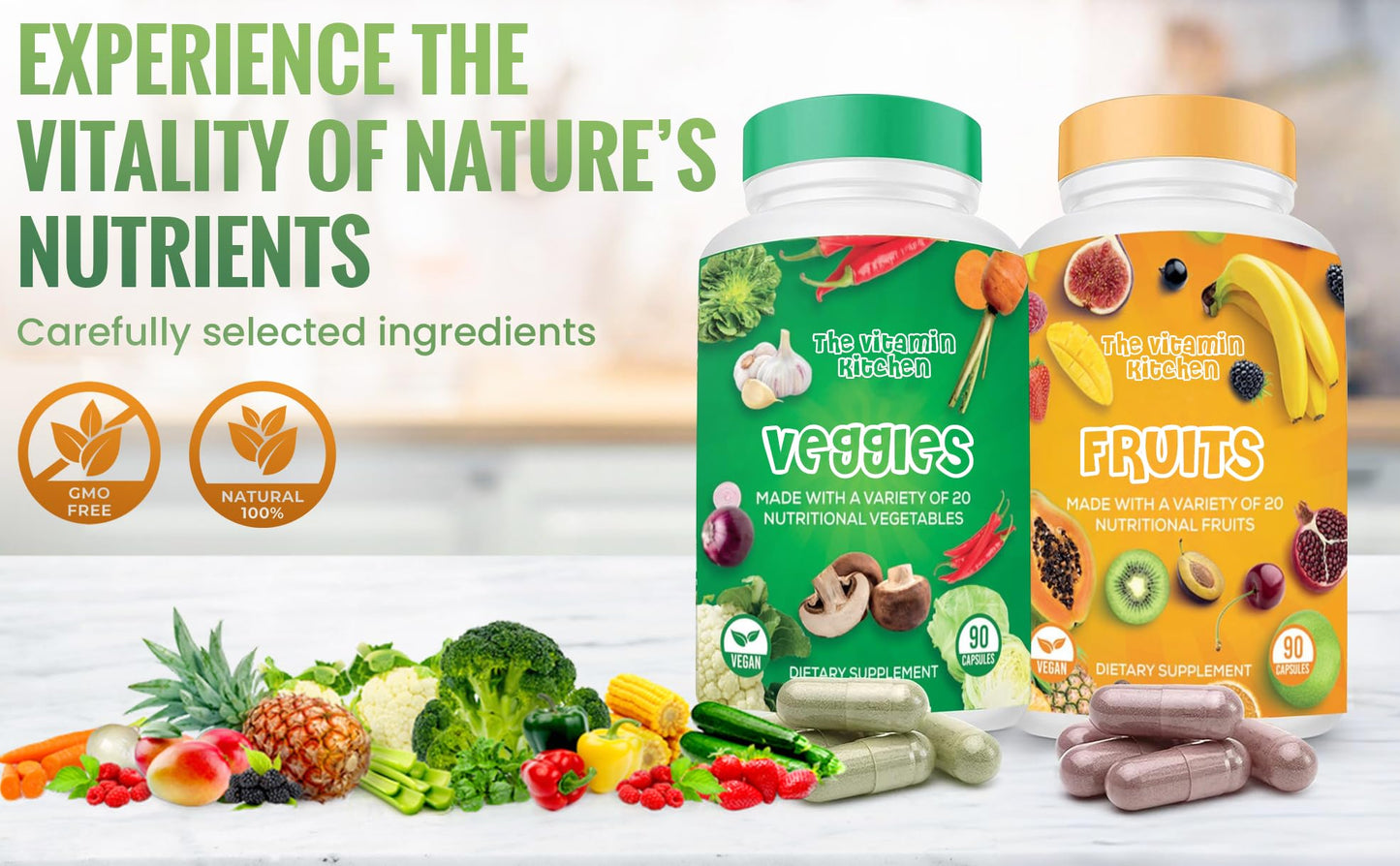 The Vitamin Kitchen Fruit and Veggie Supplements Capsules 90 Count