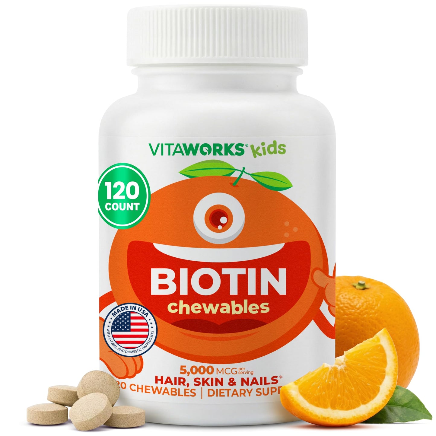 VitaWorks Kids Biotin 5000mcg Chewable Tablets 120 Tablets