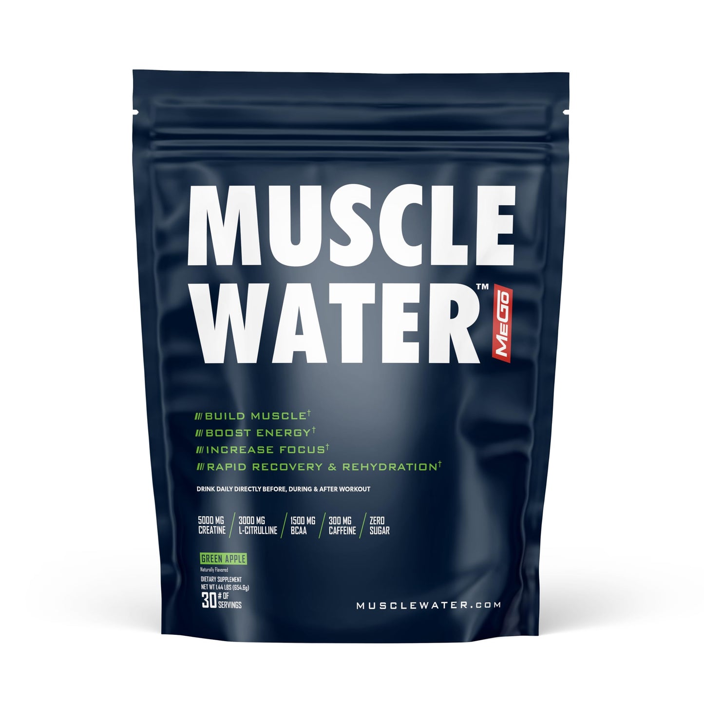 MEGO Muscle Water Pre Workout Powder, 30 Servings