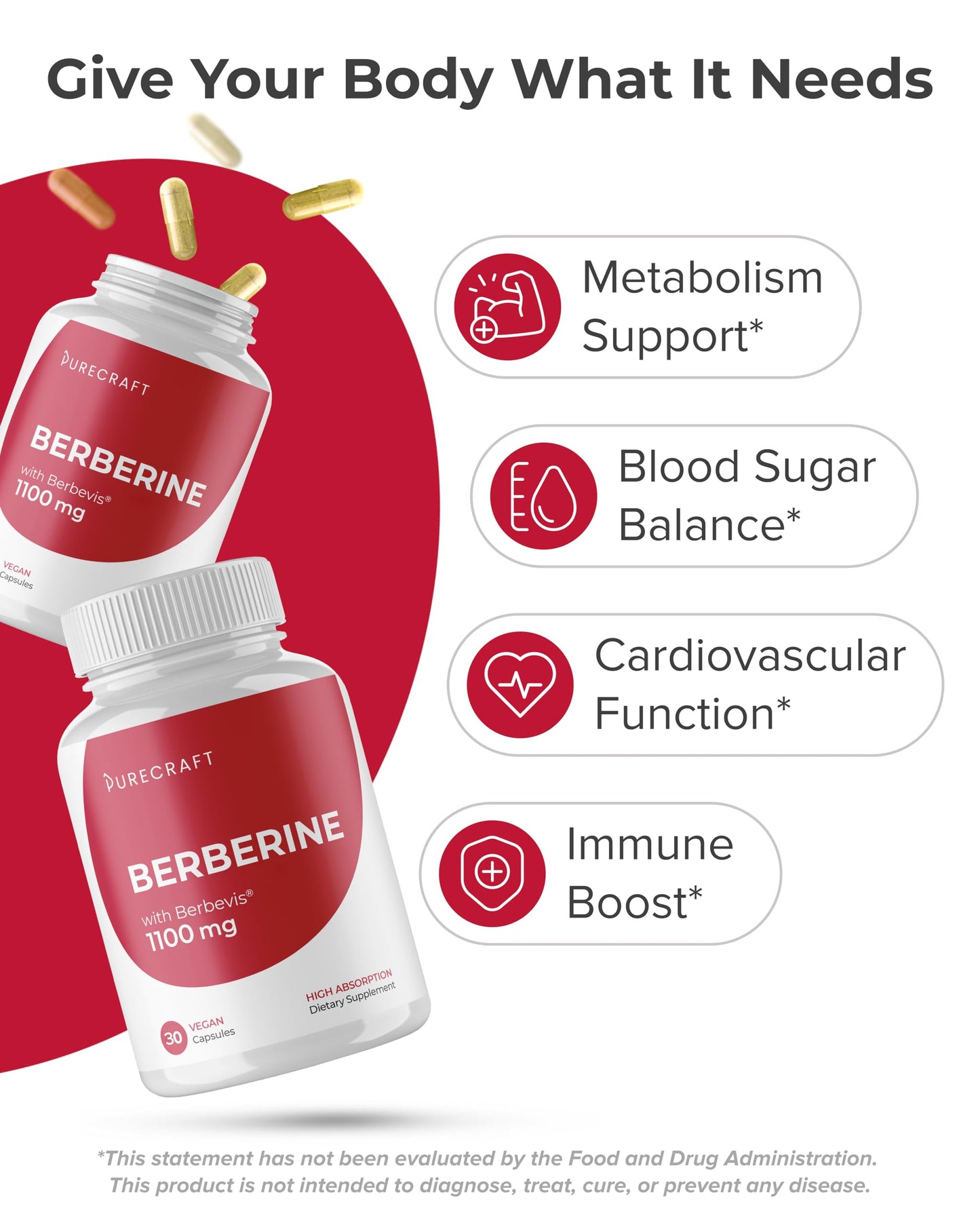PURECRAFT Berberine Bioavailable Phytosome 1000mg Capsule, 60 Capsules