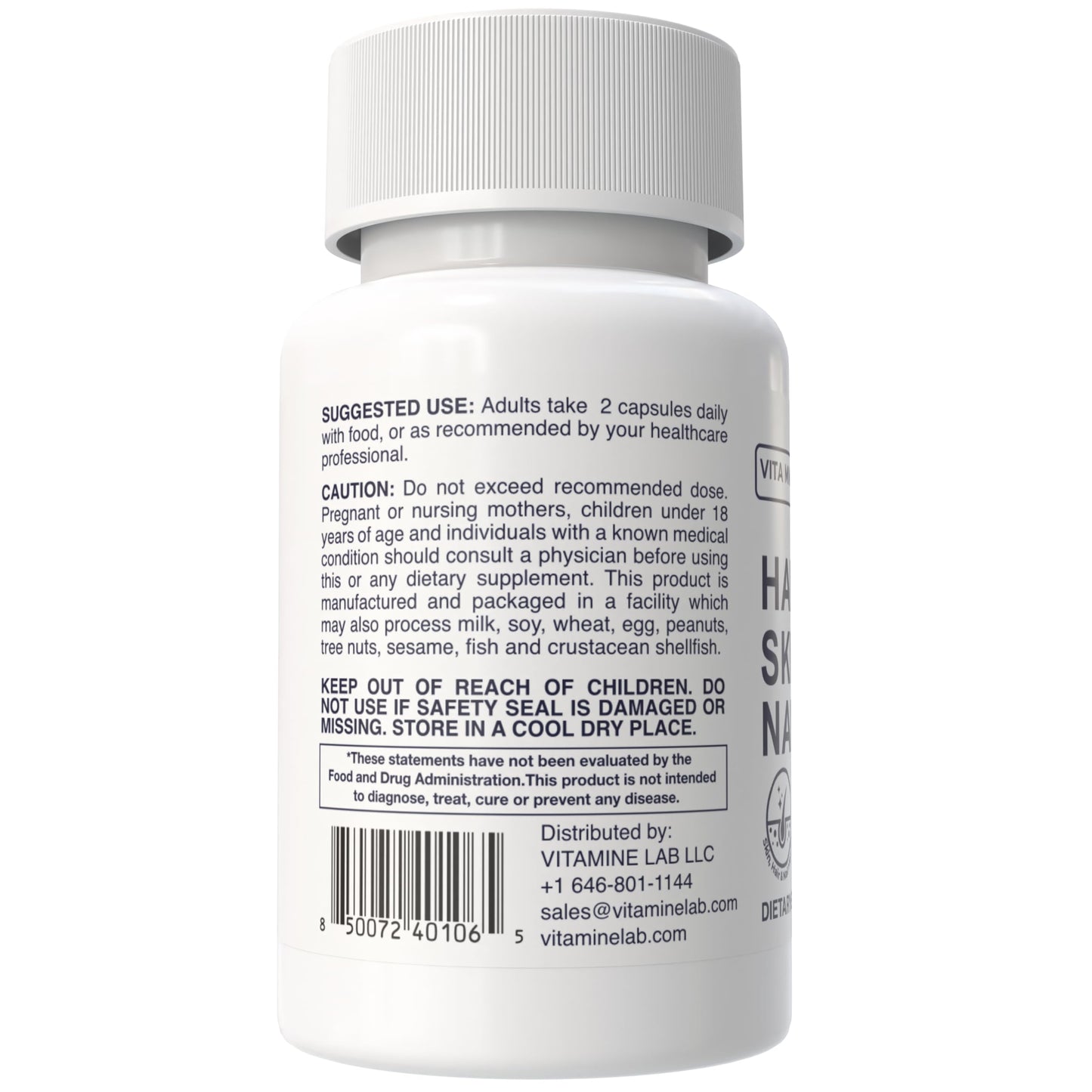 VITA MINE LAB Hair, Skin & Nails Pro - Biotin + Vitamin C + Vitamin E Capsules, 60 Count