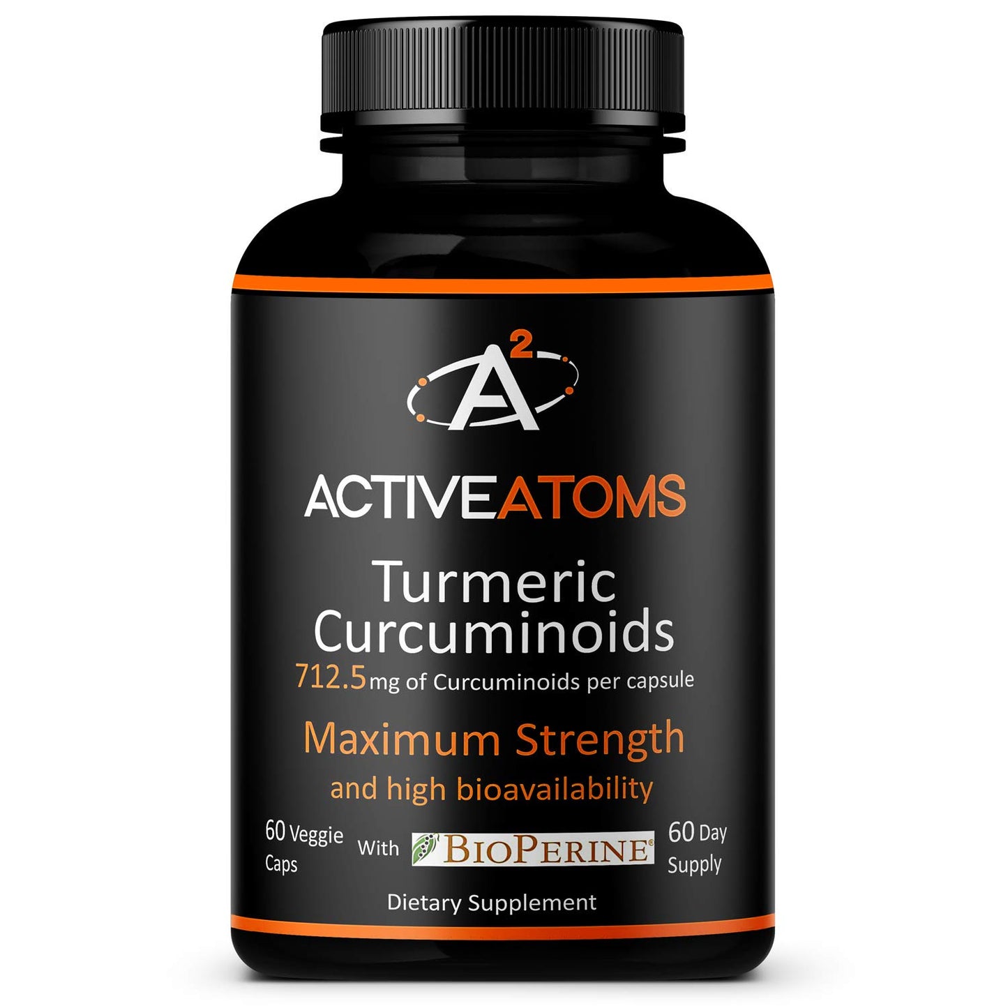 Active Atoms Turmeric Extract Capsule with BioPerine 750 mg per Capsule, Standardized 95% Curcuminoids, Non-GMO, 60 Veggie Capsules