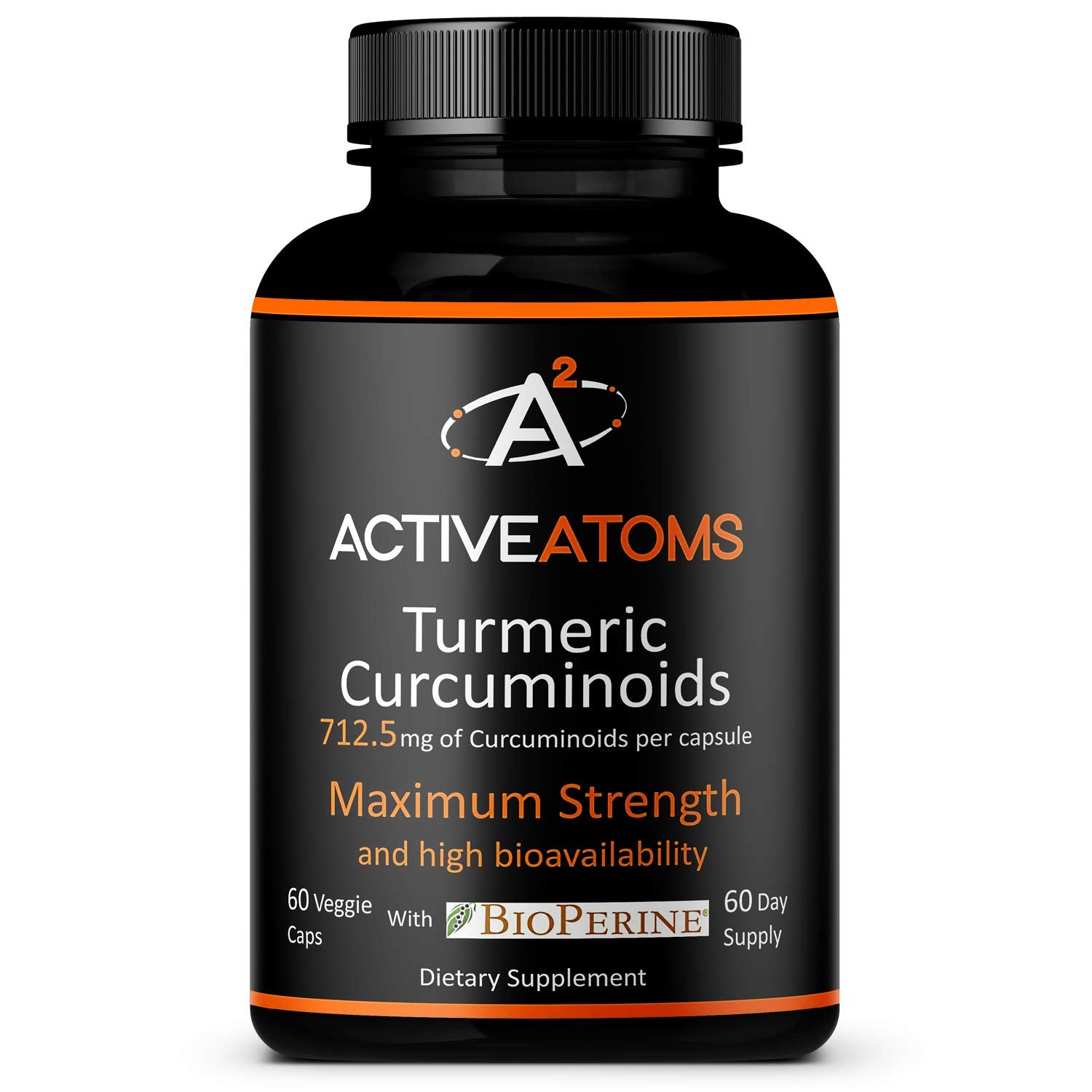 Active Atoms Turmeric Extract Capsule with BioPerine 750 mg per Capsule, Standardized 95% Curcuminoids, Non-GMO, 60 Veggie Capsules