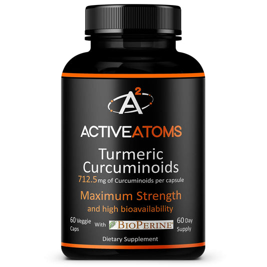 Active Atoms Turmeric Extract Capsule with BioPerine 750 mg per Capsule, Standardized 95% Curcuminoids, Non-GMO, 60 Veggie Capsules