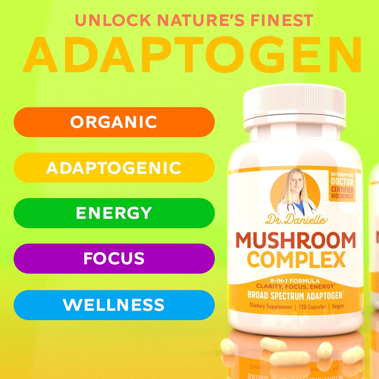 Doctor Danielle Organic Mushroom Complex Supplement Capsule, 120 Count