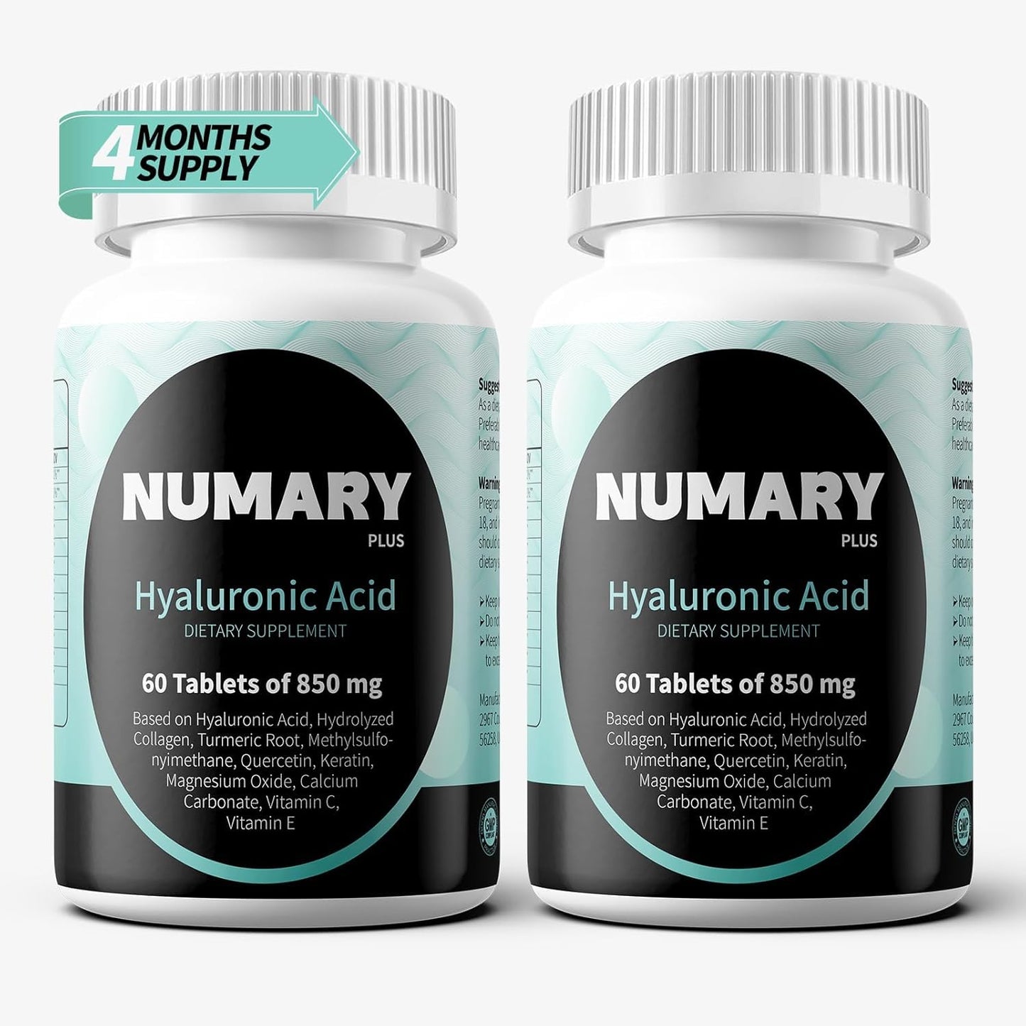 SILKMYST Hyaluronic Acid with Hydrolyzed Collagen, MSM, Turmeric, Vitamin C 120 Tablets