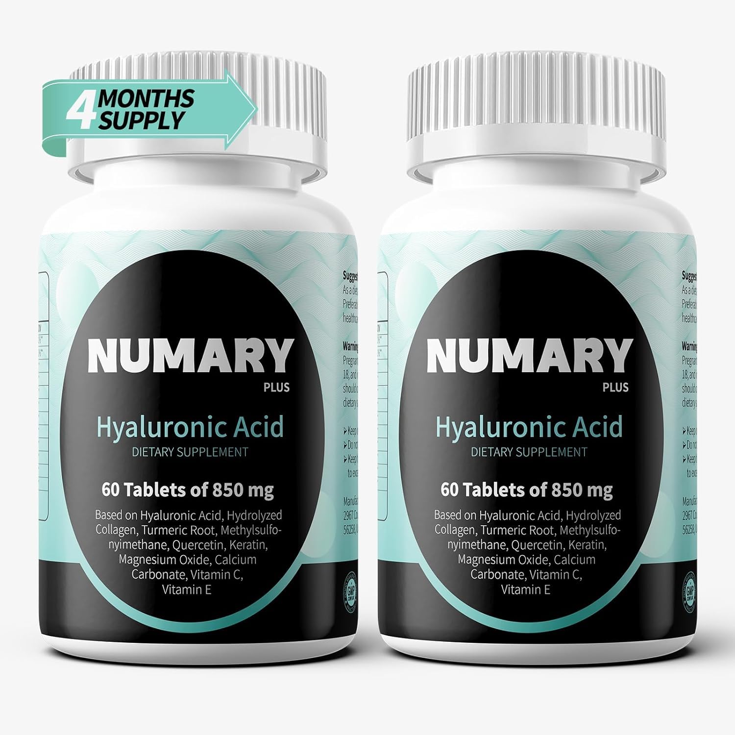 SILKMYST Hyaluronic Acid with Hydrolyzed Collagen, MSM, Turmeric, Vitamin C 120 Tablets