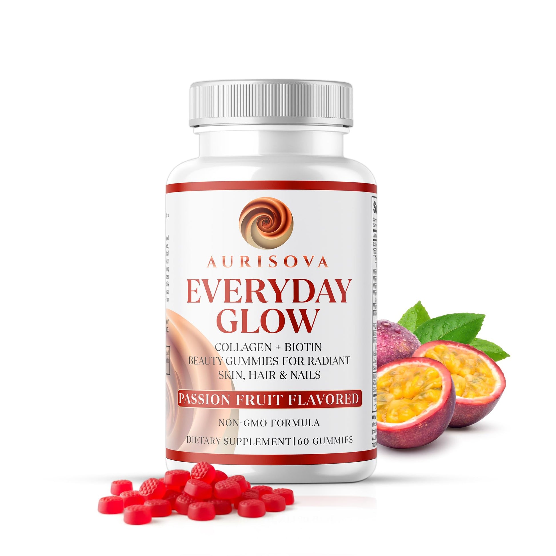 Aurisova Everyday Glow Biotin 6000mcg & Marine Collagen Gummies, 60 Count