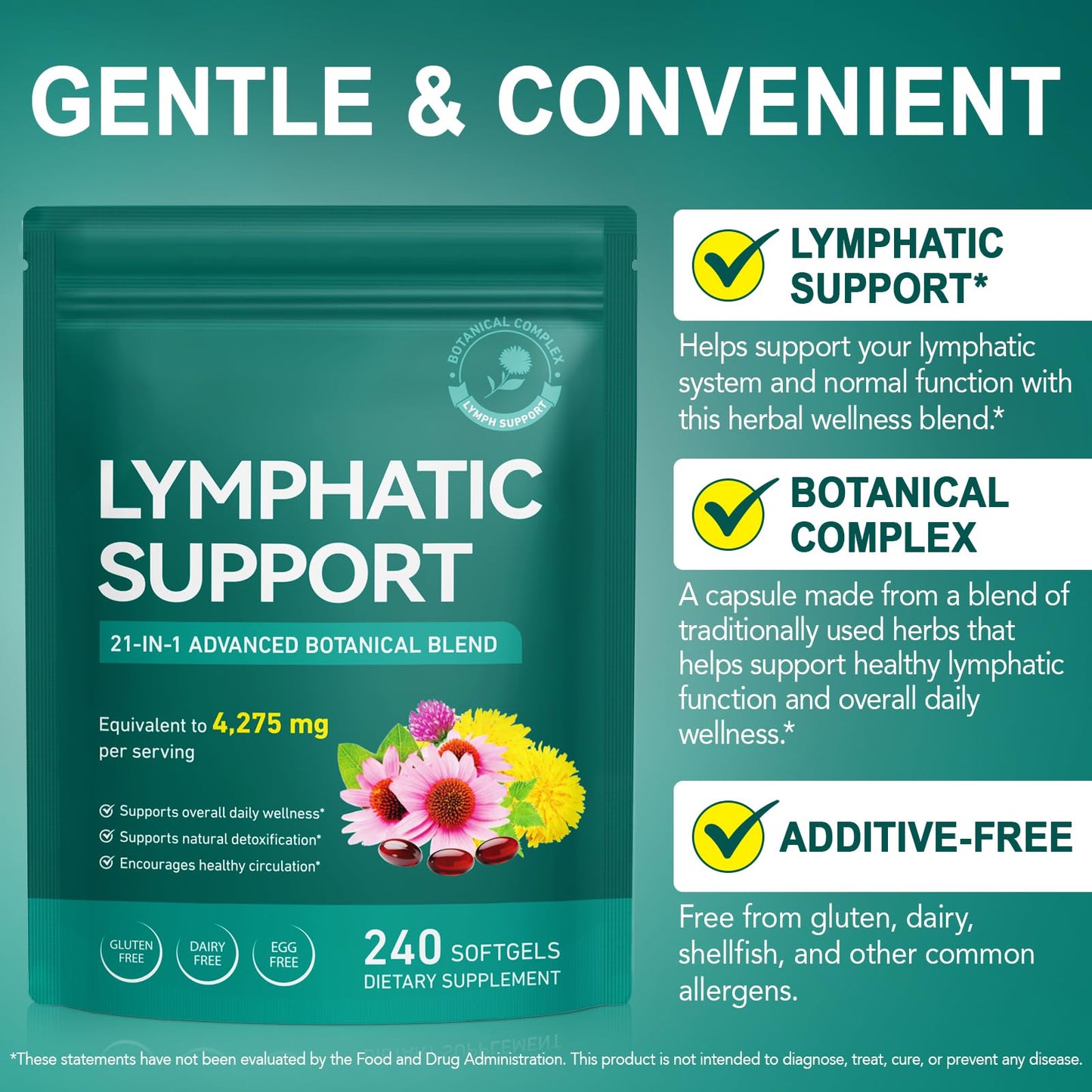 DLOMFVFQ Lymphatic Drainage Supplements Softgels 240