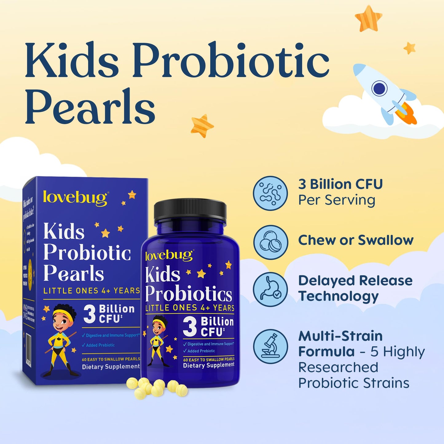 LOVEBUG Probiotics for Kids Tablet, 60 Count