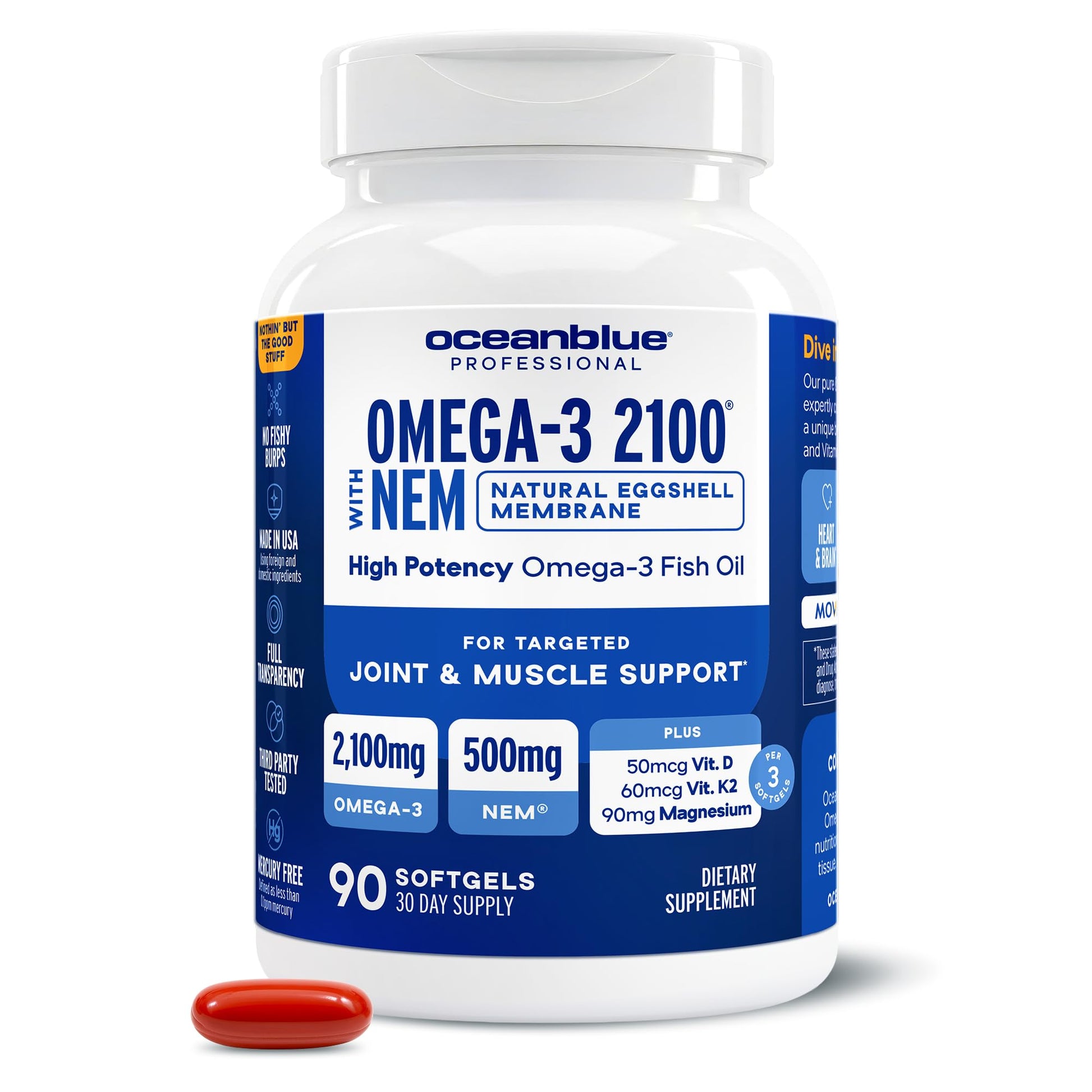 Oceanblue Omega-3 2100mg Fish Oil Softgels, 90 Count