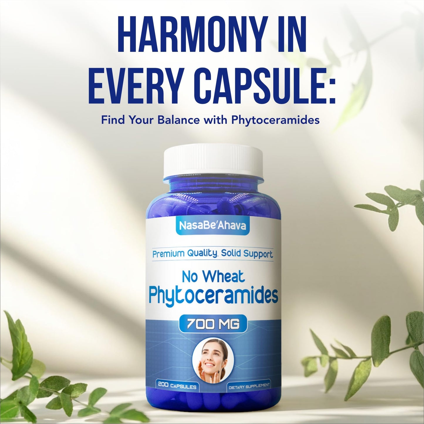 NasaBeahava Extra Strength Phytoceramides Supplement 700mg Capsules, 200 Count
