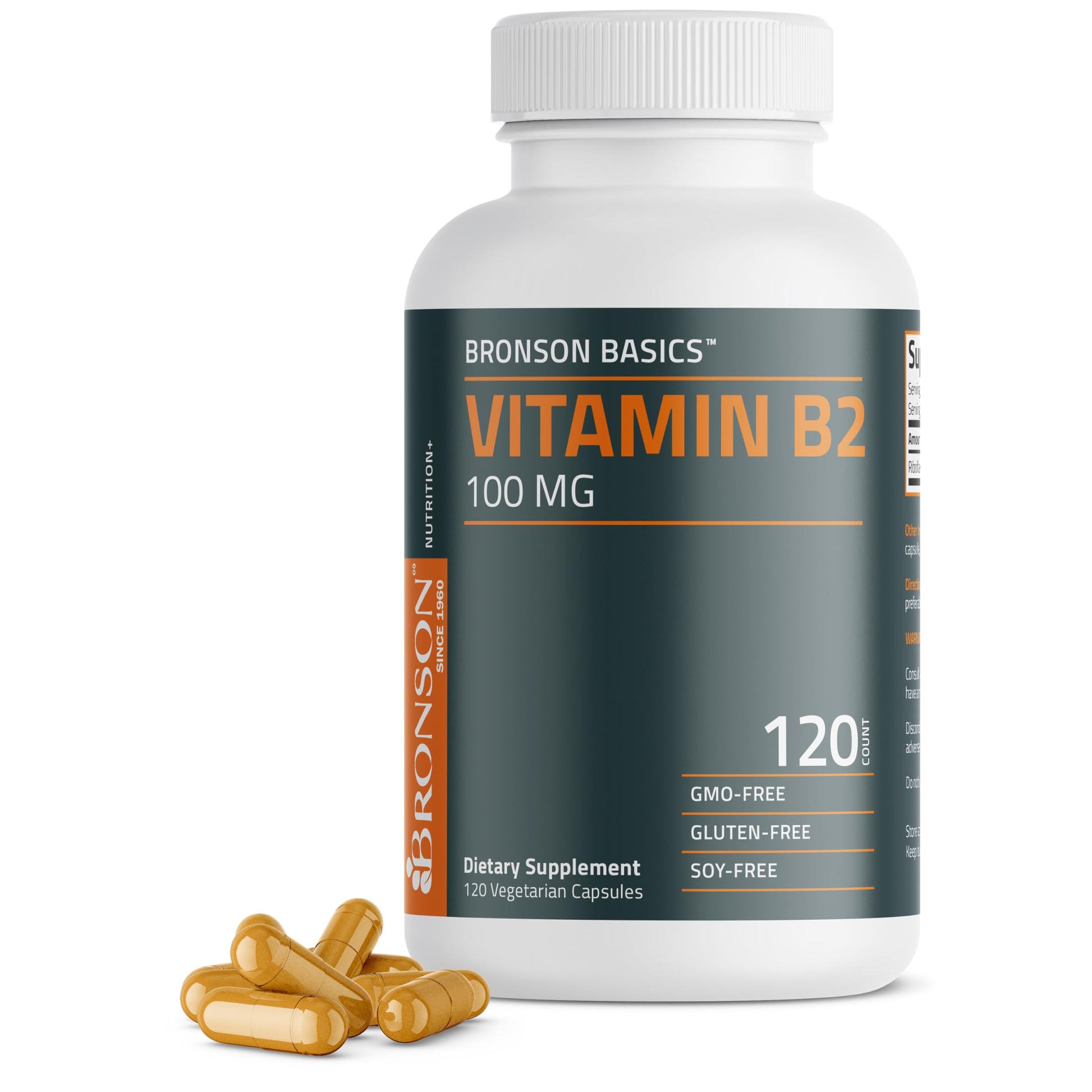 Bronson Vitamin B2 100mg Non-GMO Capsules, 120 Count