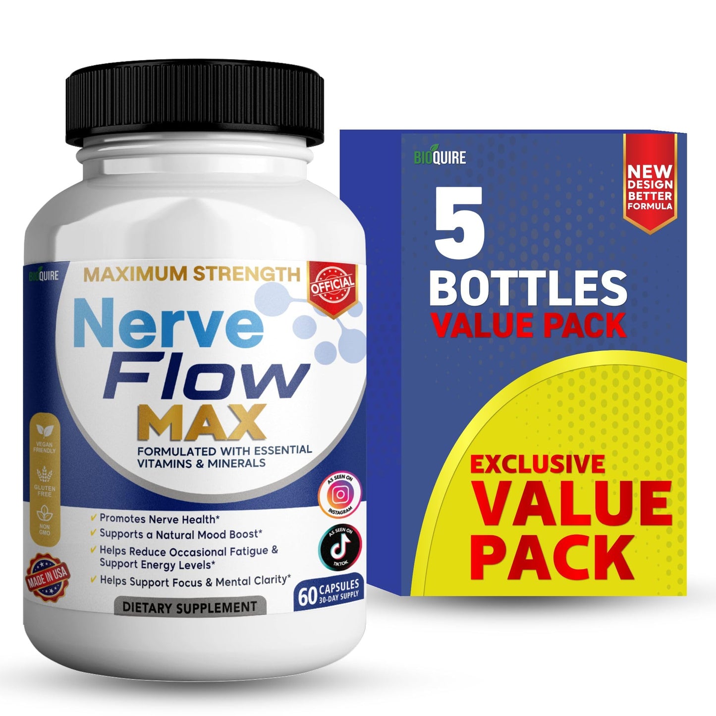 BIOQUIRE Nerve Flow MAX Dietary Supplement 60 Capsules