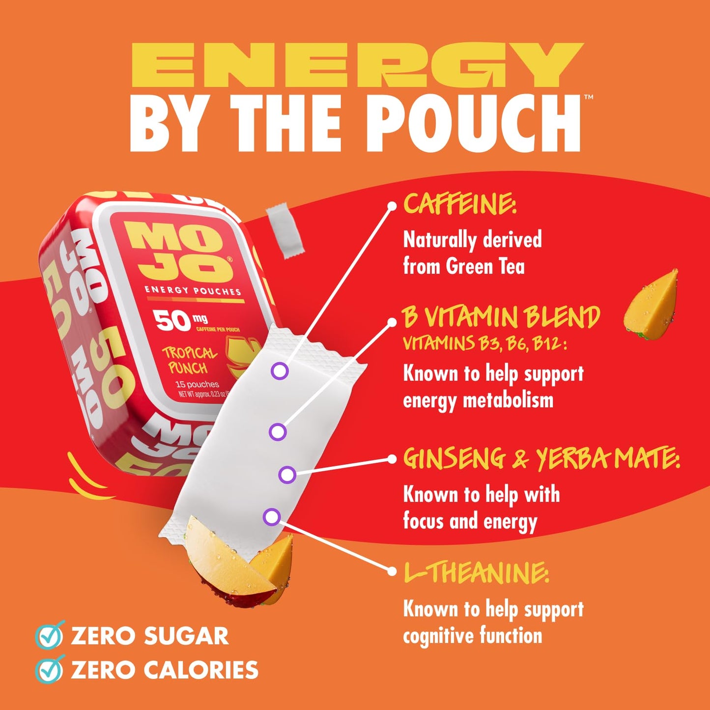 MOJO Energy 50mg Caffeine Capsules, 15 Count